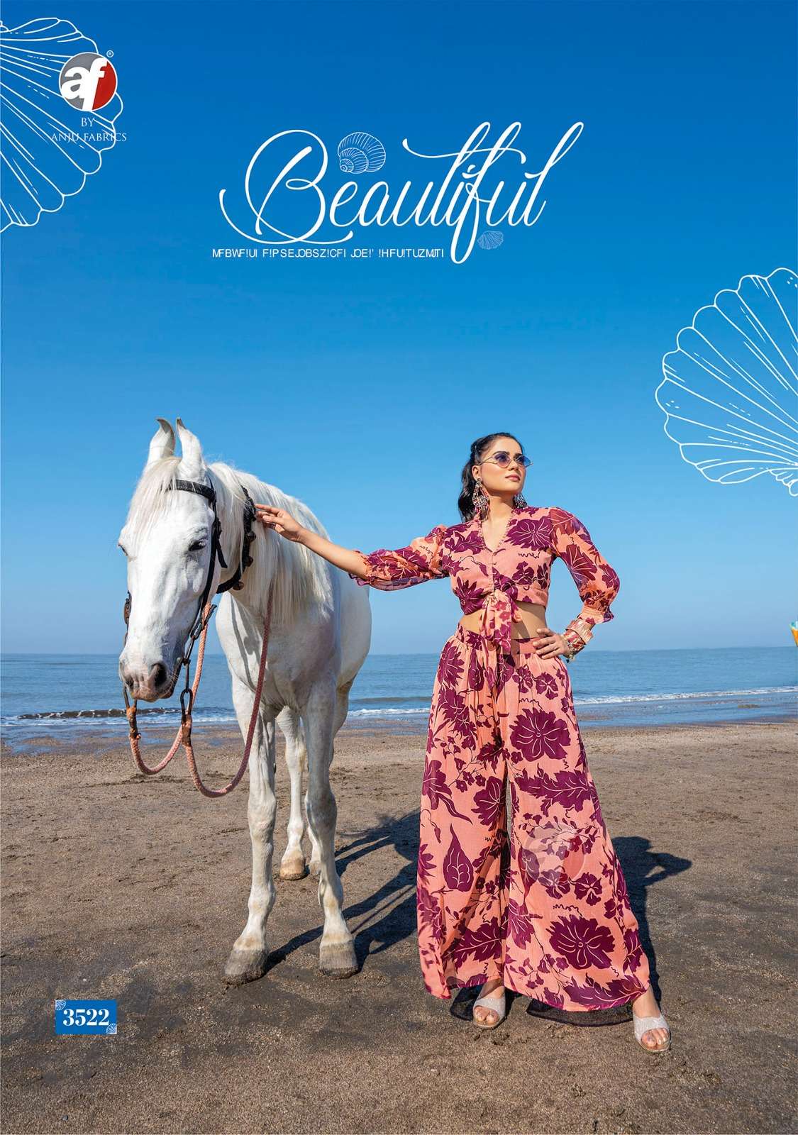 ANJU FABRICS HELLO SUMMER FANCY CROP TOP WITH PLAZZO SET
