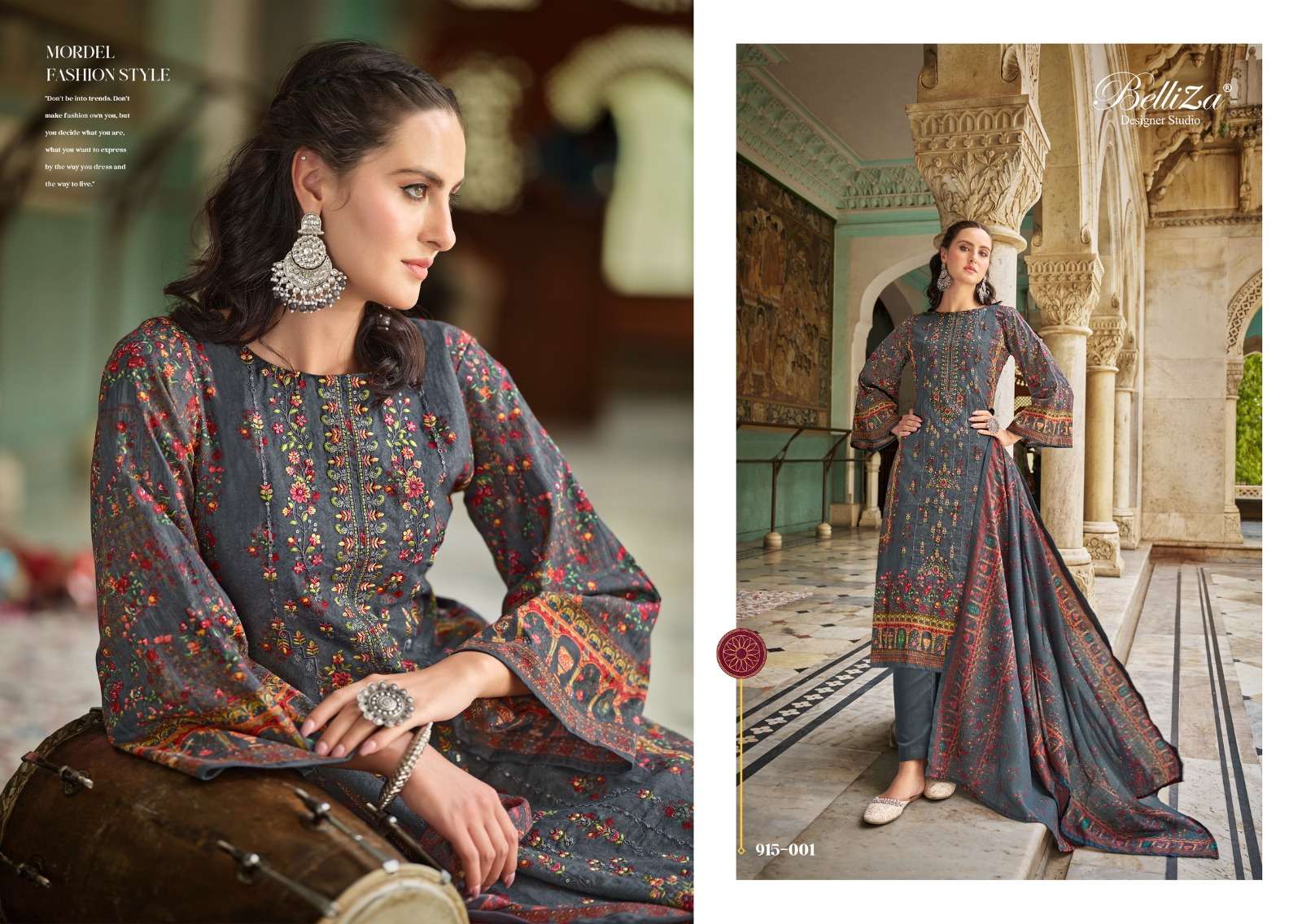 BELLIZA DESIGNER STUDIO BIN SAEED VOL 4 COTTON FANCY EMBROIDERY SUIT