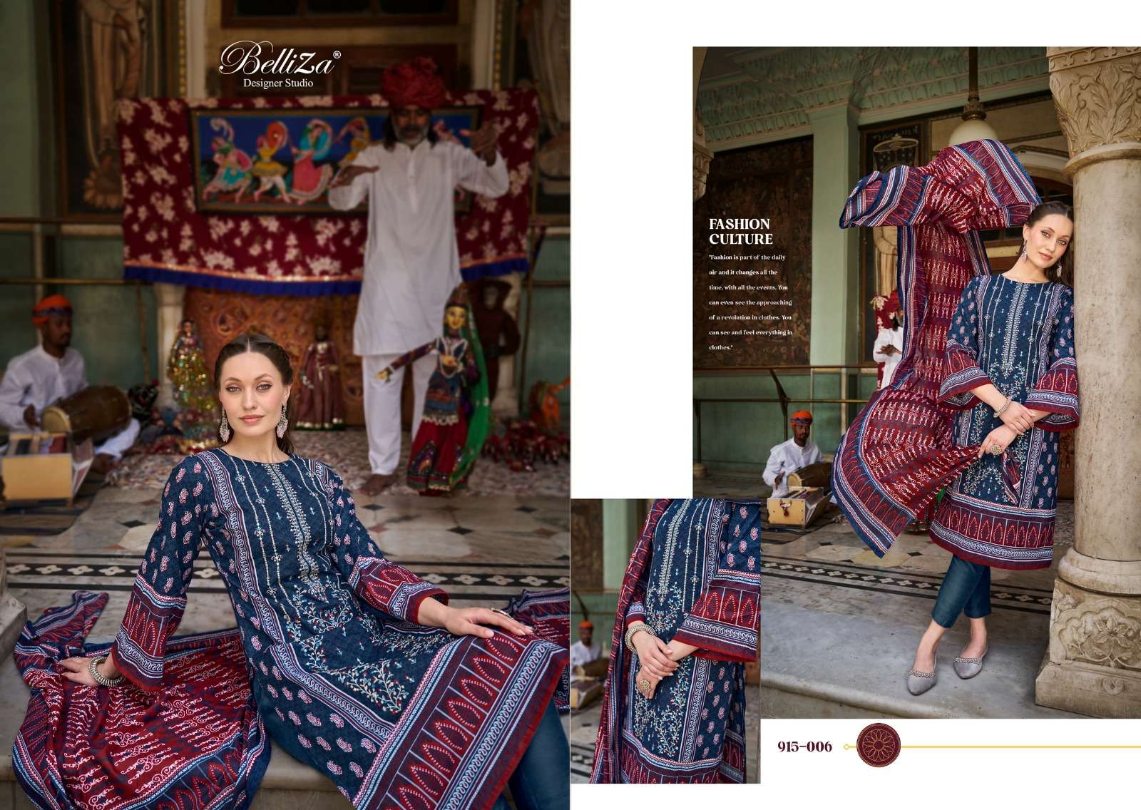 BELLIZA DESIGNER STUDIO BIN SAEED VOL 4 COTTON FANCY EMBROIDERY SUIT