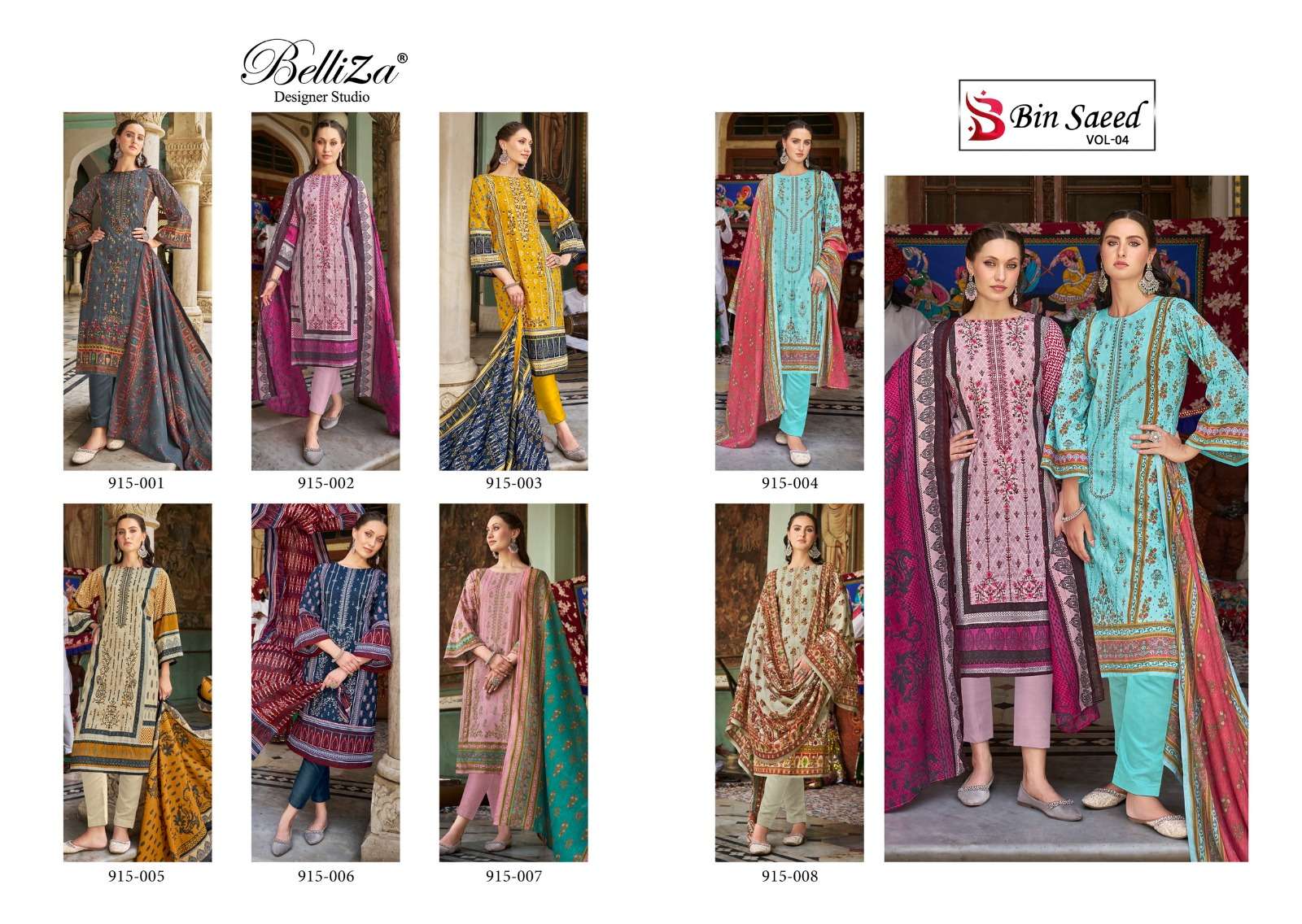 BELLIZA DESIGNER STUDIO BIN SAEED VOL 4 COTTON FANCY EMBROIDERY SUIT