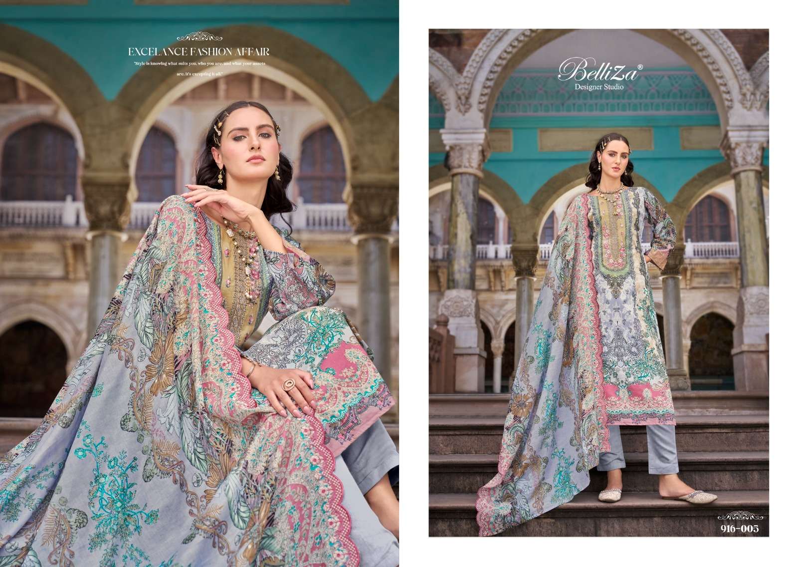 BELLIZA DESIGNER STUDIO GUZARISH VOL 8 COTTON FANCY WORK SALWAR SUIT