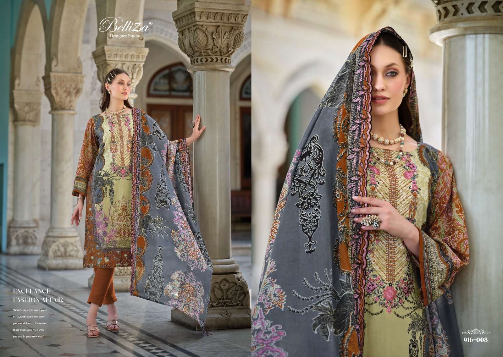 BELLIZA DESIGNER STUDIO GUZARISH VOL 8 COTTON FANCY WORK SALWAR SUIT