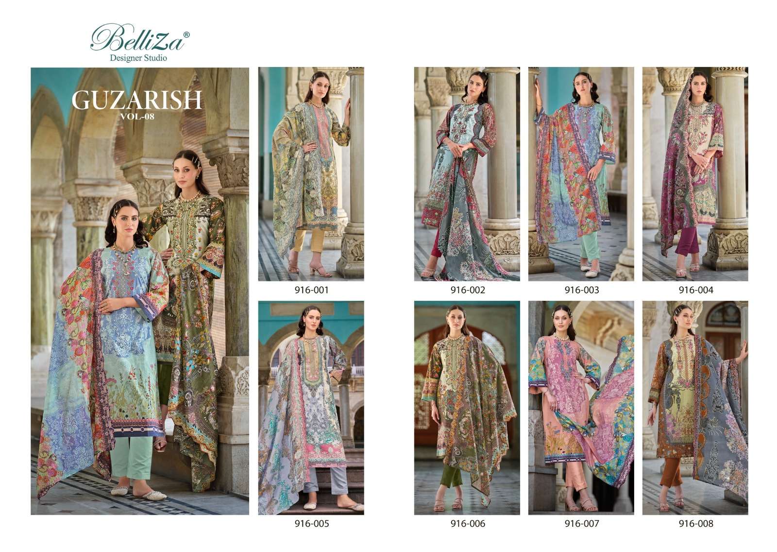 BELLIZA DESIGNER STUDIO GUZARISH VOL 8 COTTON FANCY WORK SALWAR SUIT