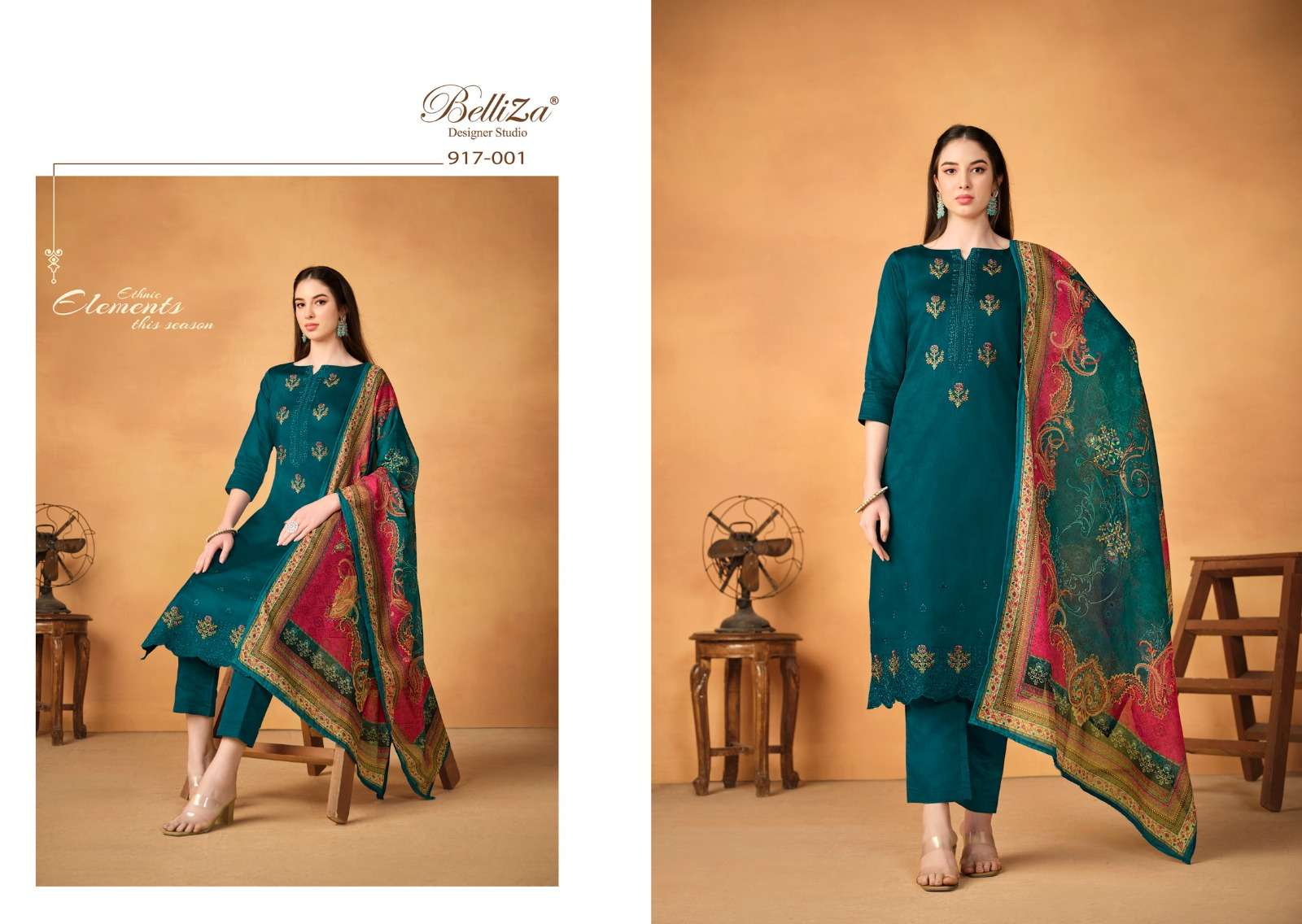 BELLIZA DESIGNER STUDIO JASHN E ISHQ VOL 8 JAM COTTON FANCY WORK SUIT