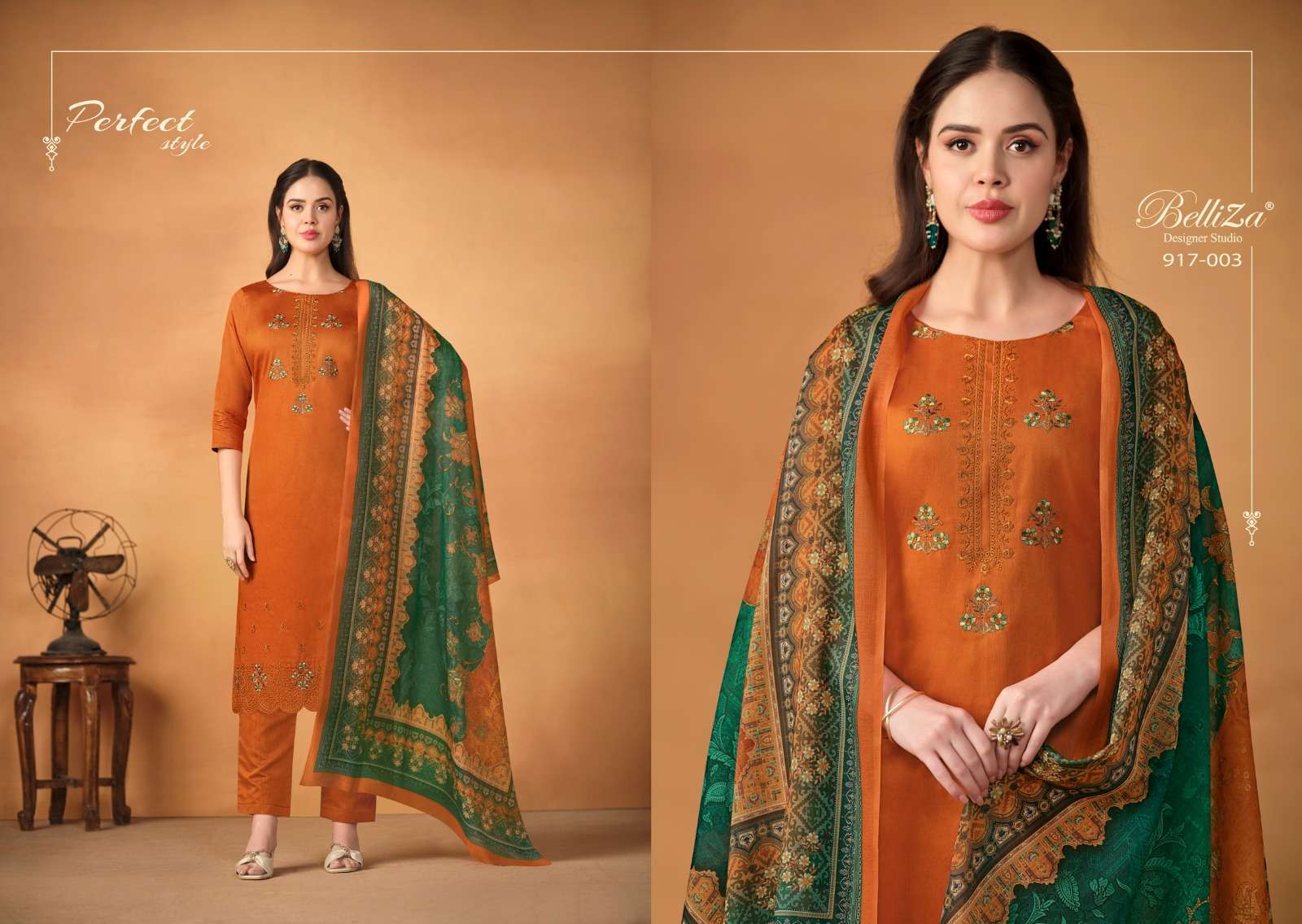 BELLIZA DESIGNER STUDIO JASHN E ISHQ VOL 8 JAM COTTON FANCY WORK SUIT