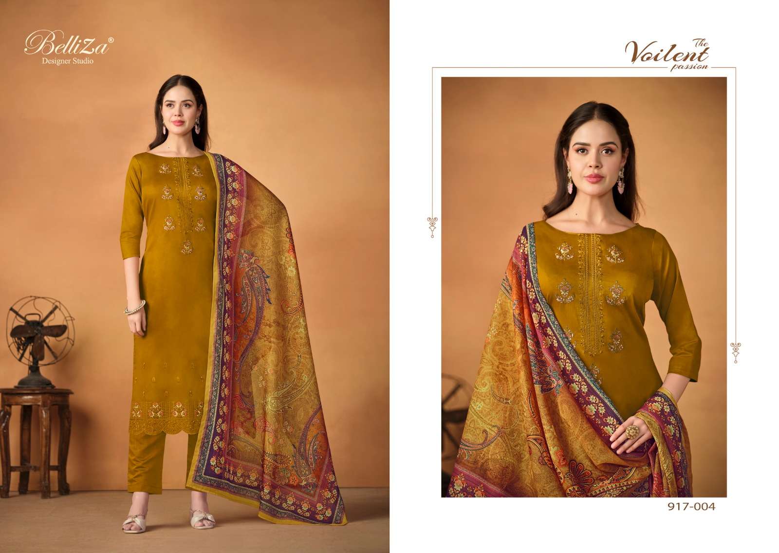 BELLIZA DESIGNER STUDIO JASHN E ISHQ VOL 8 JAM COTTON FANCY WORK SUIT