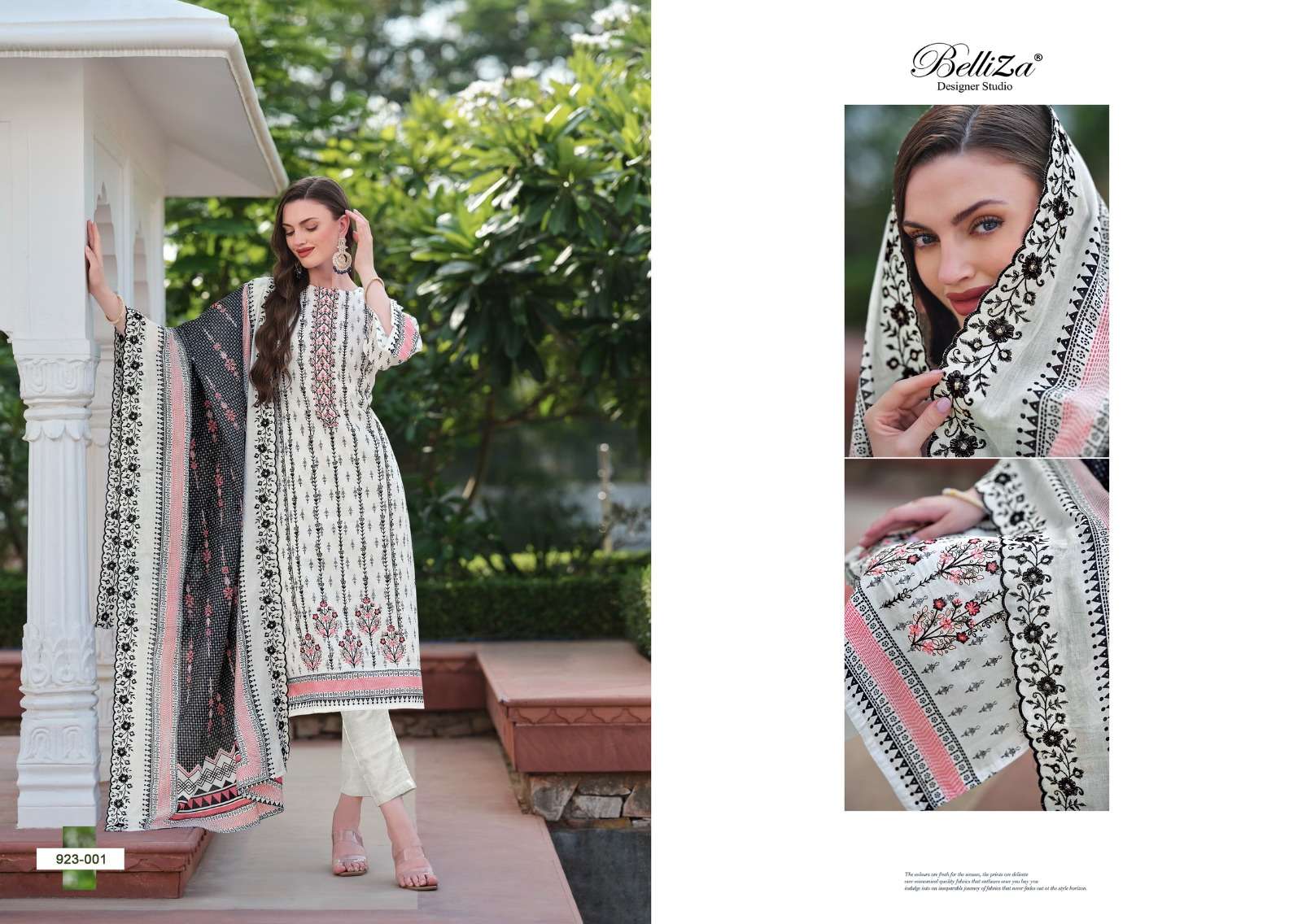 BELLIZA DESIGNER STUDIO ZUBIYA COTTON PRINT WITH FANCY WORK SUIT