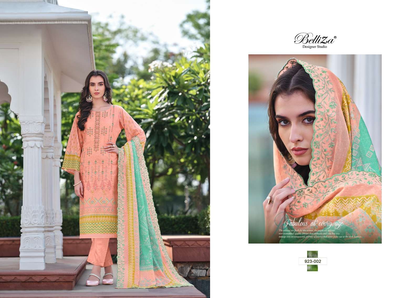 BELLIZA DESIGNER STUDIO ZUBIYA COTTON PRINT WITH FANCY WORK SUIT