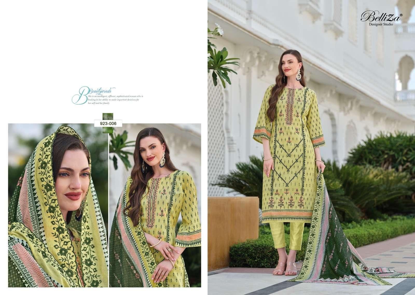 BELLIZA DESIGNER STUDIO ZUBIYA COTTON PRINT WITH FANCY WORK SUIT