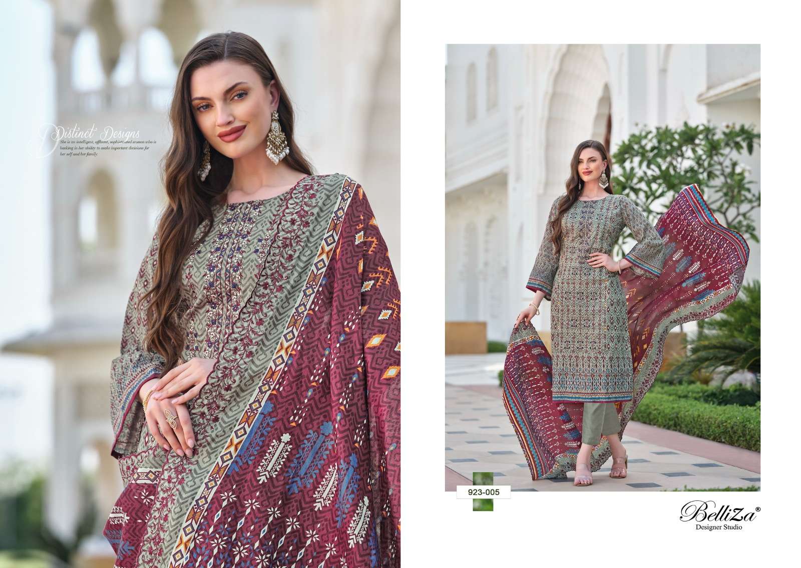 BELLIZA DESIGNER STUDIO ZUBIYA COTTON PRINT WITH FANCY WORK SUIT