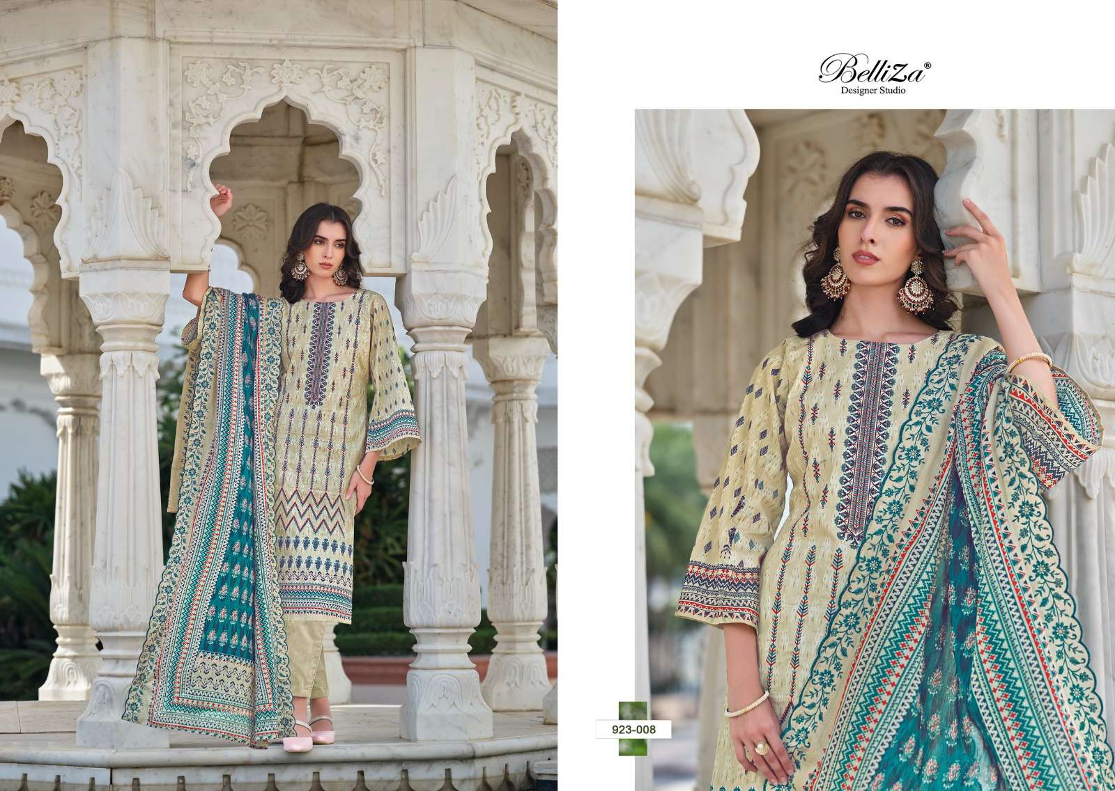 BELLIZA DESIGNER STUDIO ZUBIYA COTTON PRINT WITH FANCY WORK SUIT