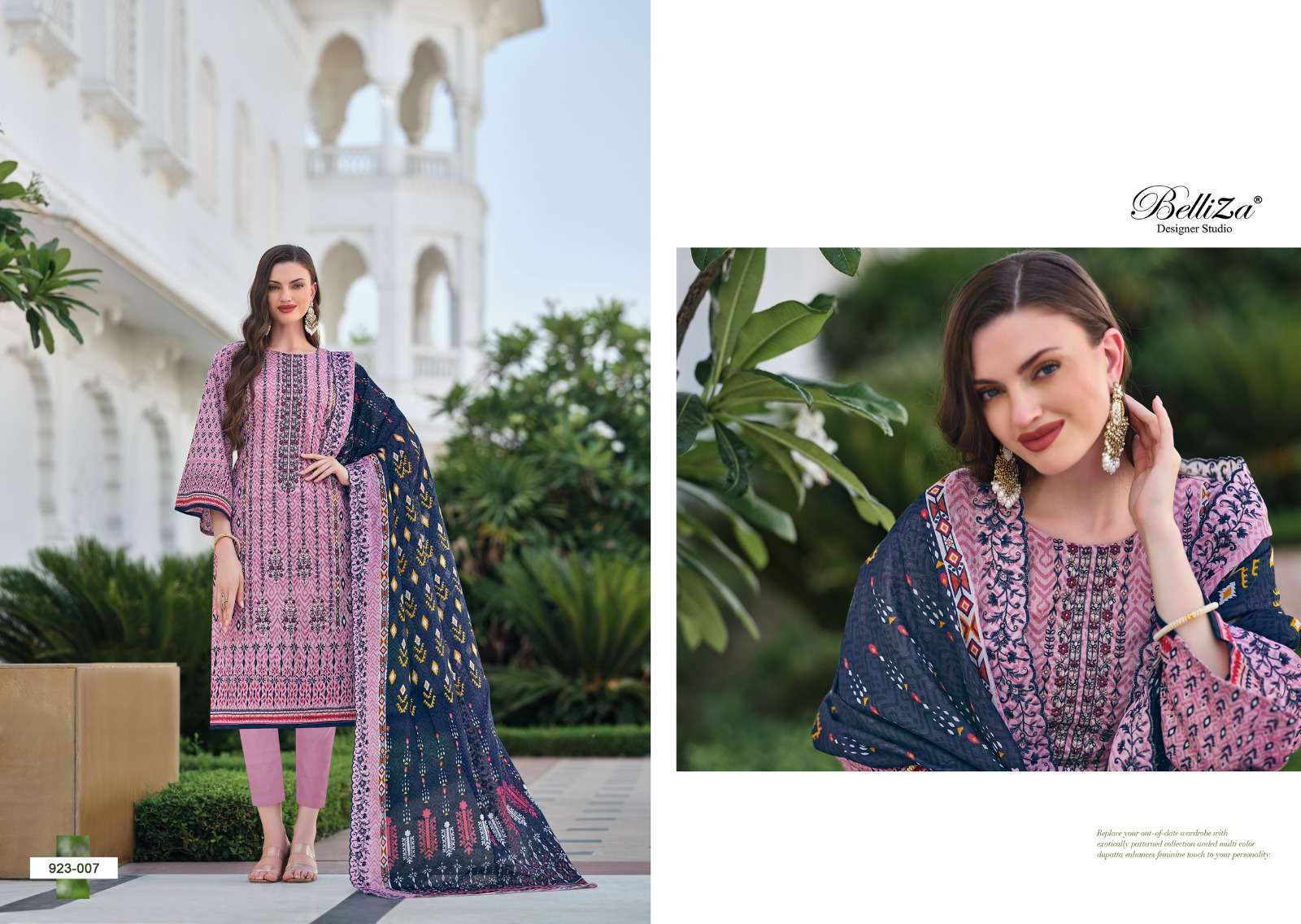 BELLIZA DESIGNER STUDIO ZUBIYA COTTON PRINT WITH FANCY WORK SUIT