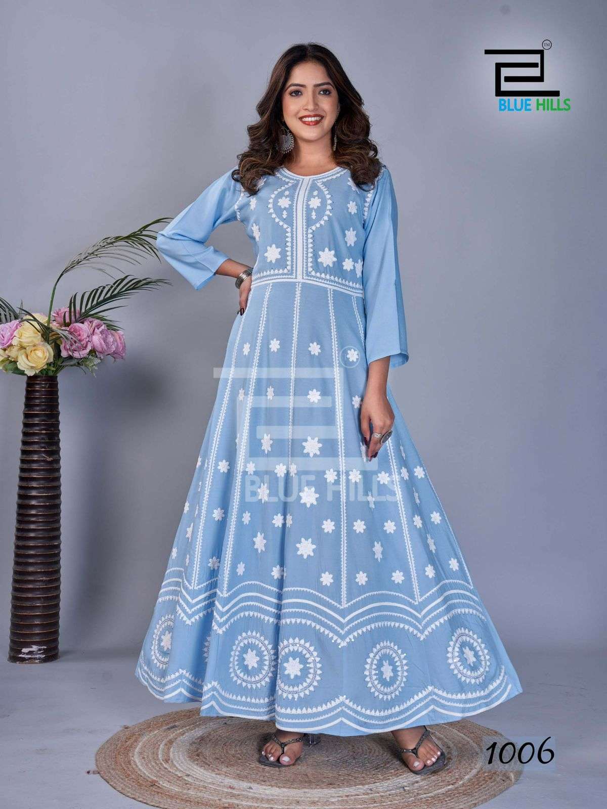 BLUE HILLS RASHMIKA FANCY LUCKNOWI DESIGNER GOWN	