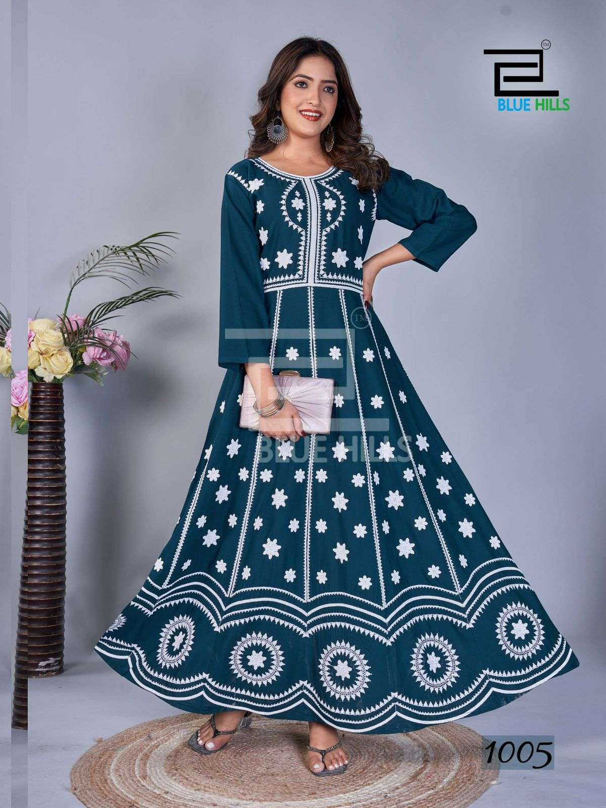 BLUE HILLS RASHMIKA FANCY LUCKNOWI DESIGNER GOWN	