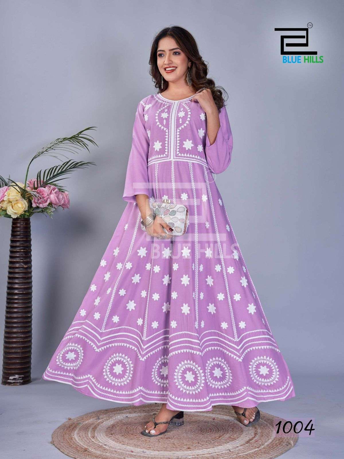 BLUE HILLS RASHMIKA FANCY LUCKNOWI DESIGNER GOWN	