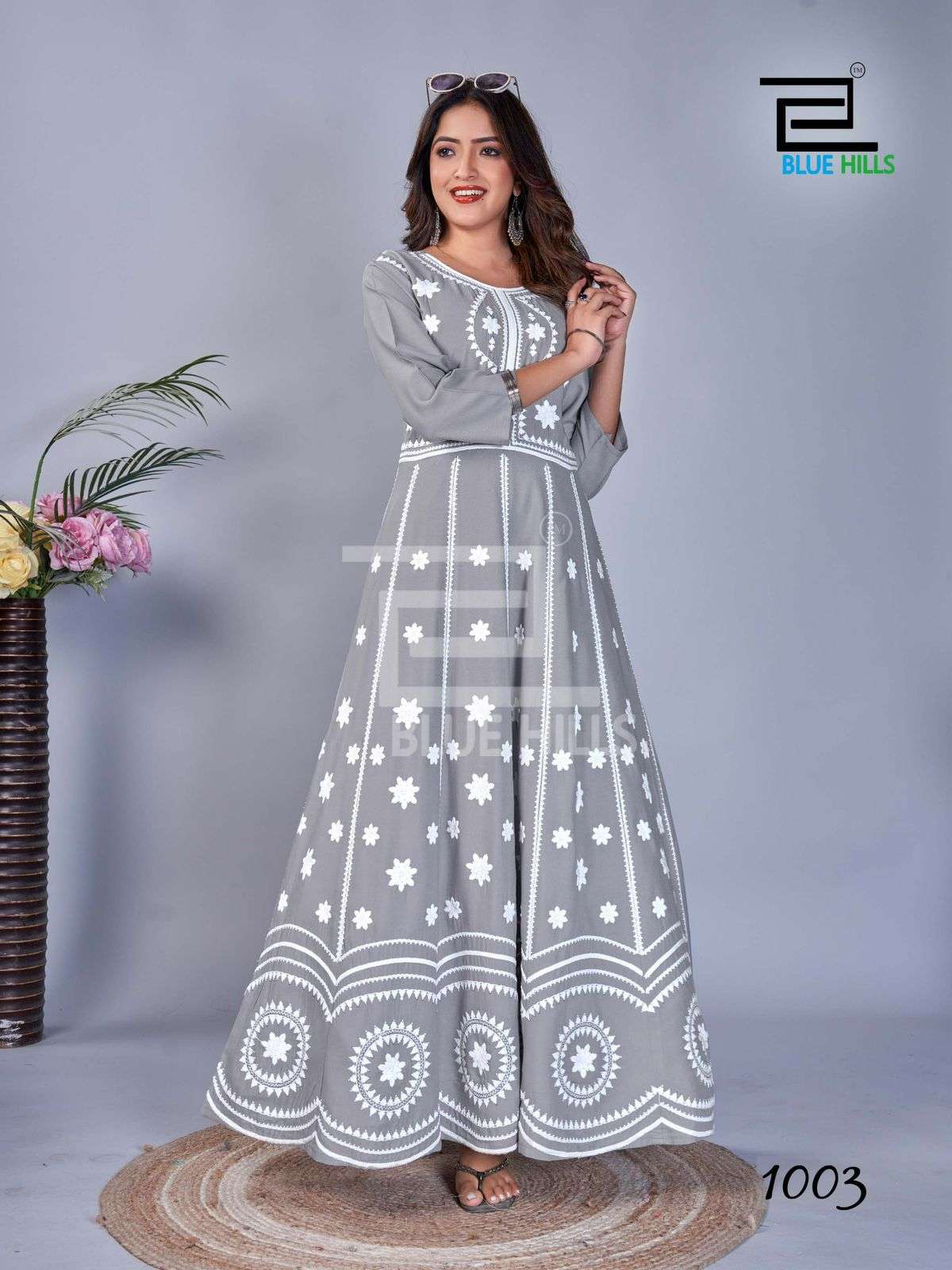 BLUE HILLS RASHMIKA FANCY LUCKNOWI DESIGNER GOWN	