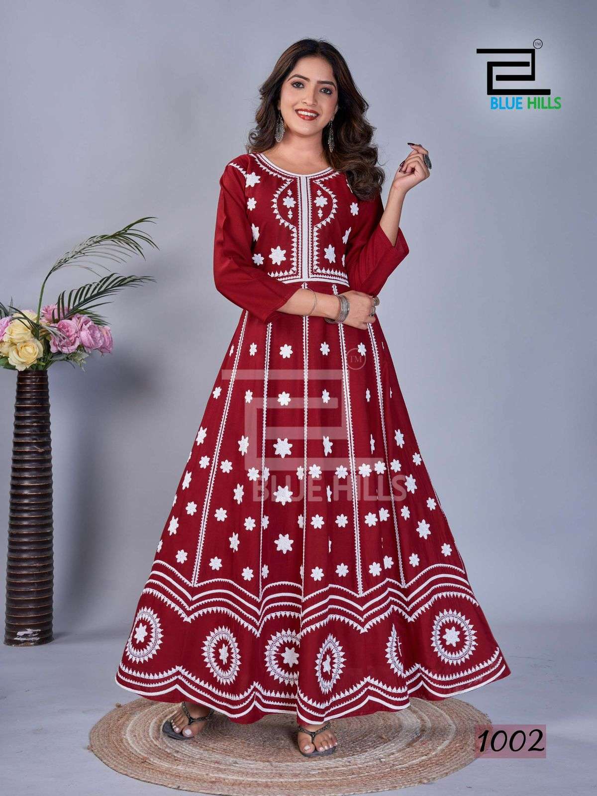 BLUE HILLS RASHMIKA FANCY LUCKNOWI DESIGNER GOWN	