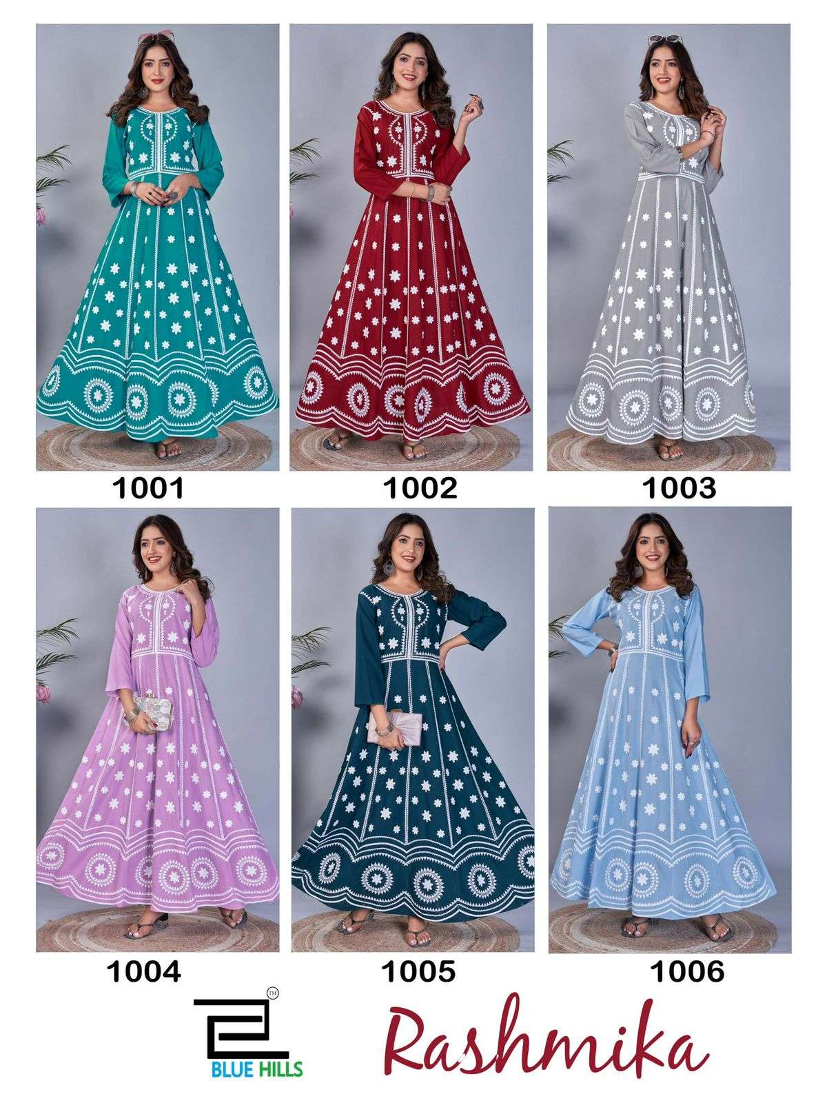 BLUE HILLS RASHMIKA FANCY LUCKNOWI DESIGNER GOWN	
