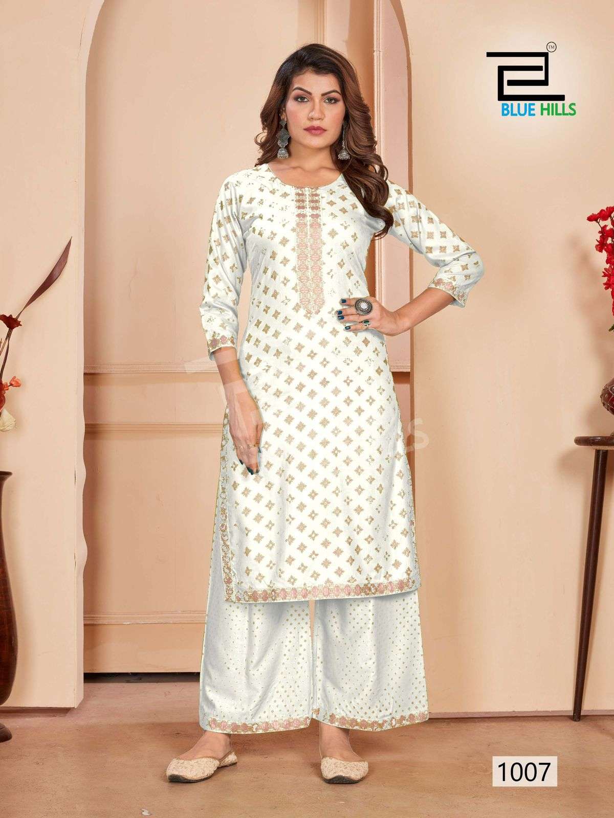 BLUE HILLS REEL RAYON KURTI WITH PLAZZO PAIR