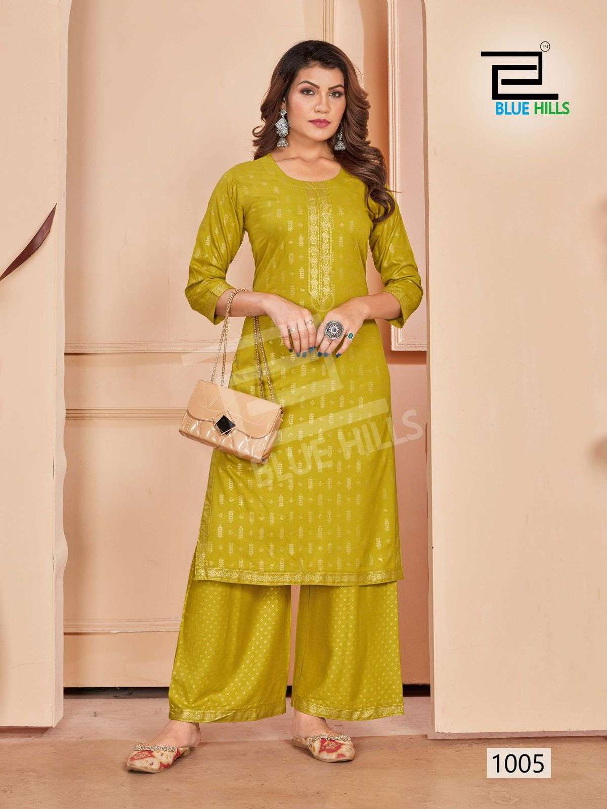 BLUE HILLS REEL RAYON KURTI WITH PLAZZO PAIR