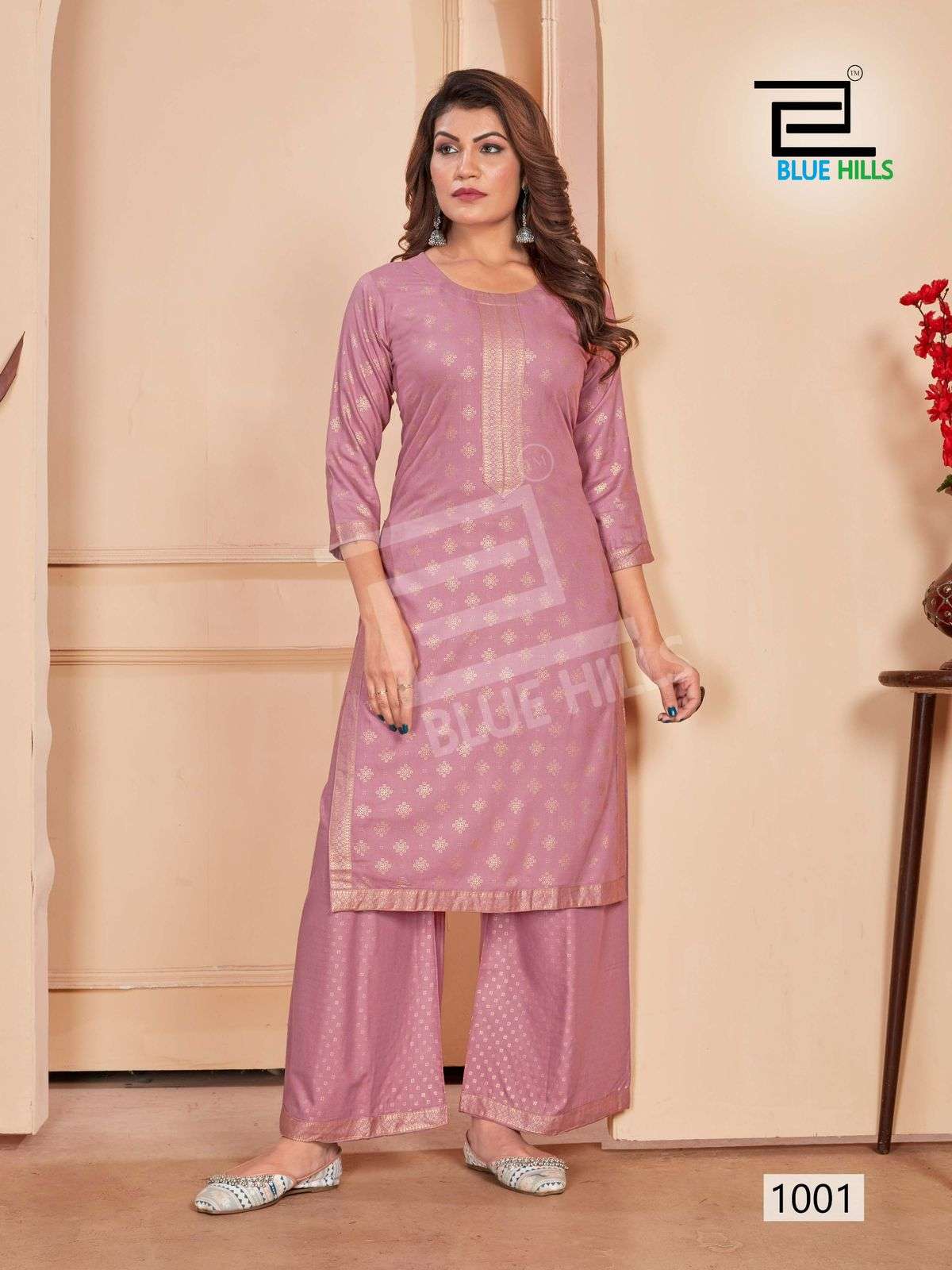 BLUE HILLS REEL RAYON KURTI WITH PLAZZO PAIR