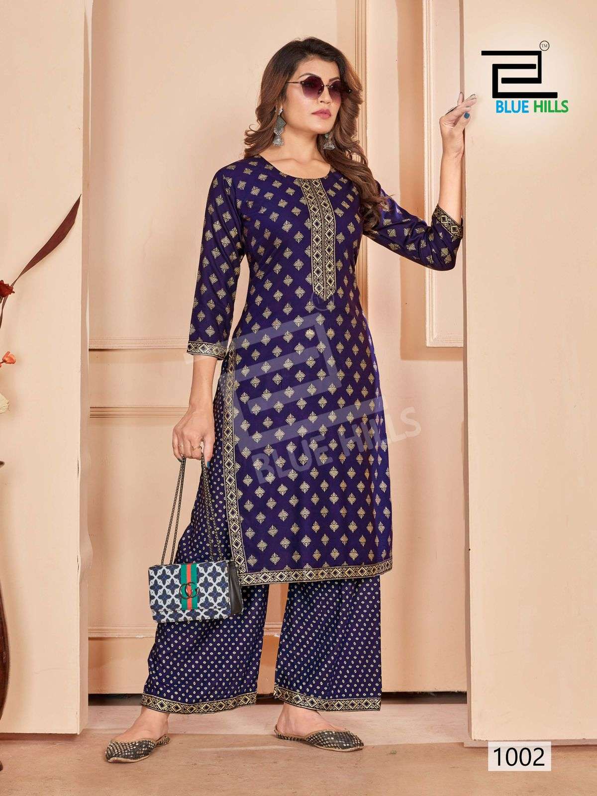 BLUE HILLS REEL RAYON KURTI WITH PLAZZO PAIR