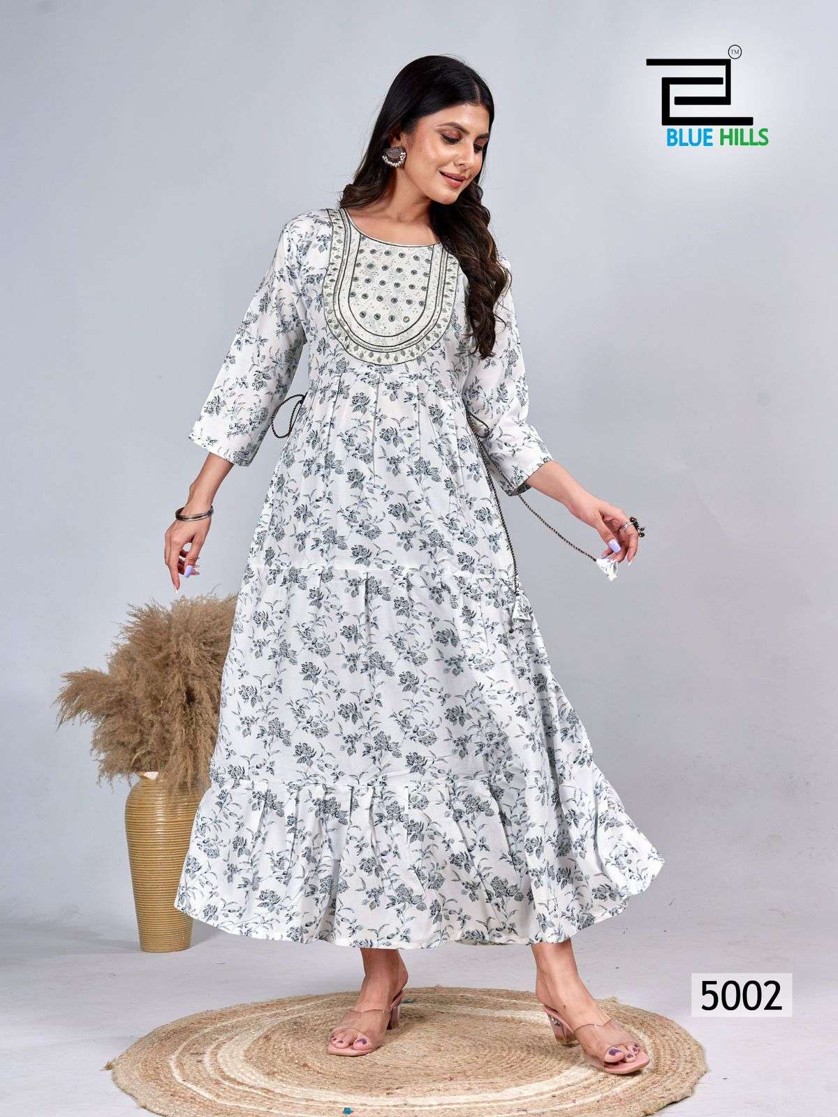 BLUE HILLS SARFARAZ VOL 5 RAYON PRINT FANCY ANARKALI GOWN