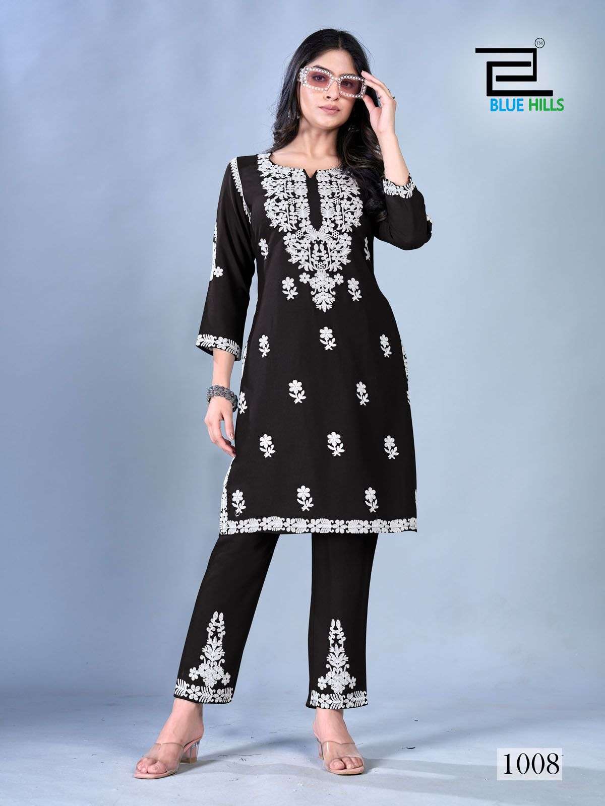 BLUE HILLS SUNBURN RAYON KURTI WITH PANT SET