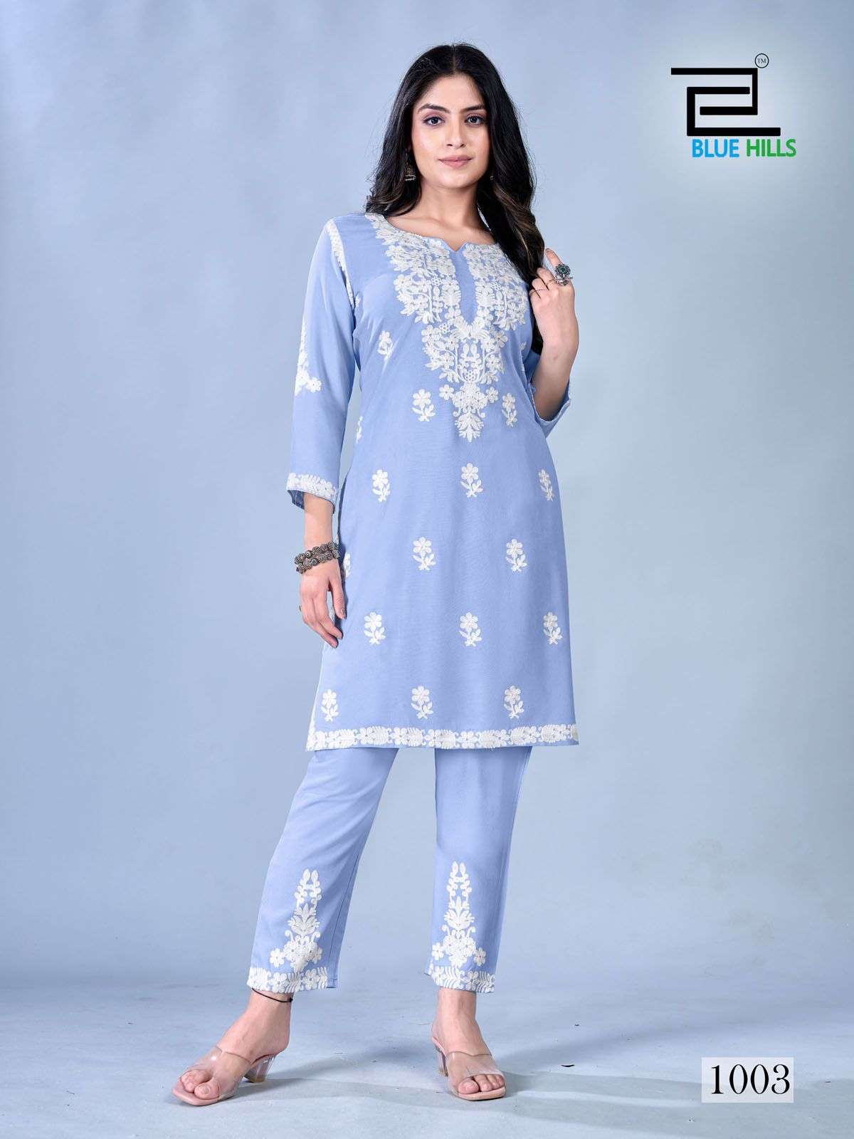 BLUE HILLS SUNBURN RAYON KURTI WITH PANT SET