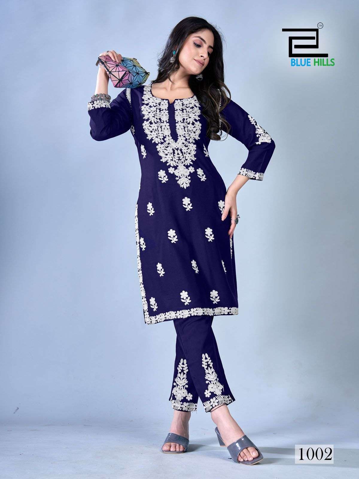 BLUE HILLS SUNBURN RAYON KURTI WITH PANT SET