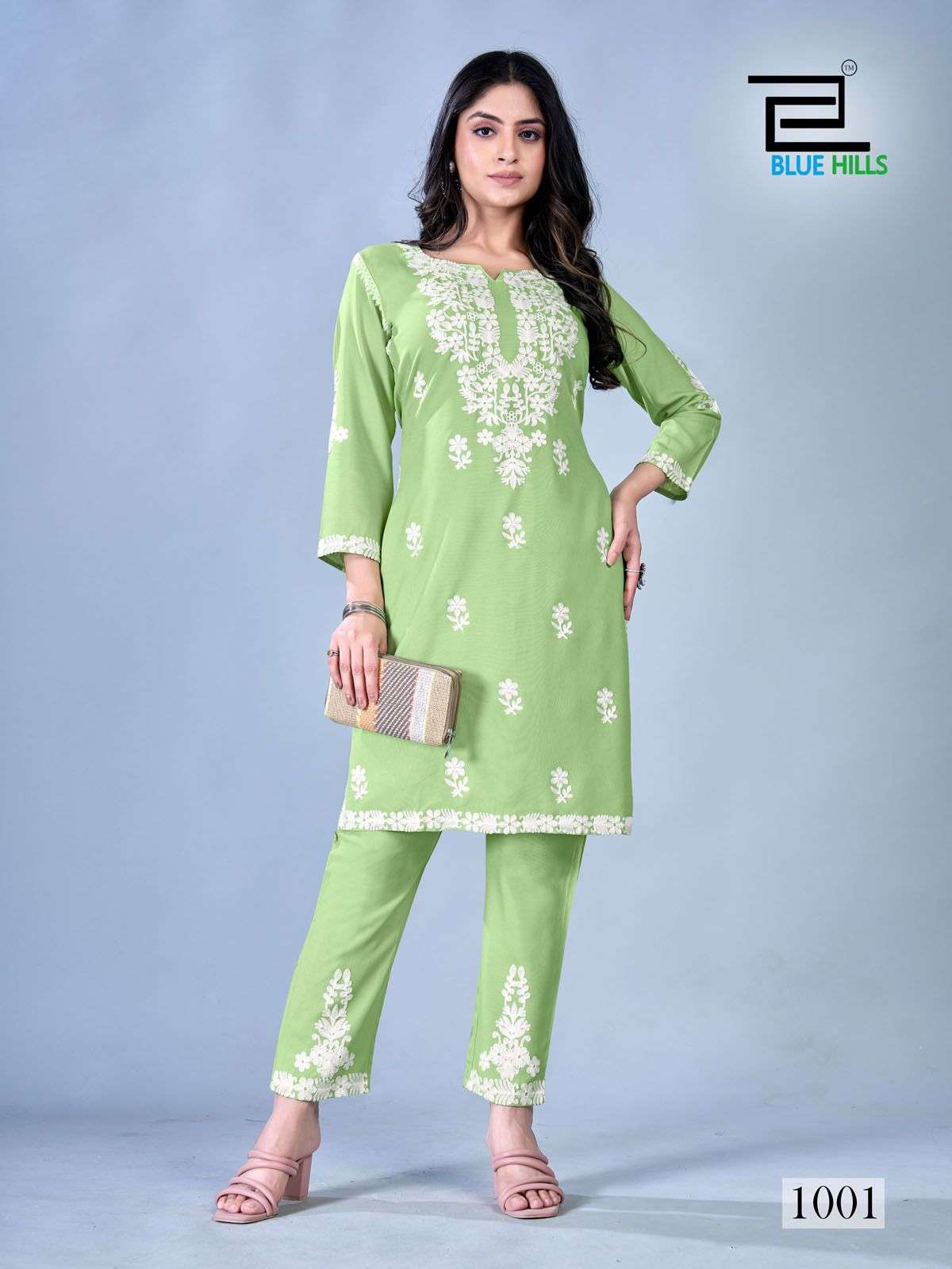 BLUE HILLS SUNBURN RAYON KURTI WITH PANT SET