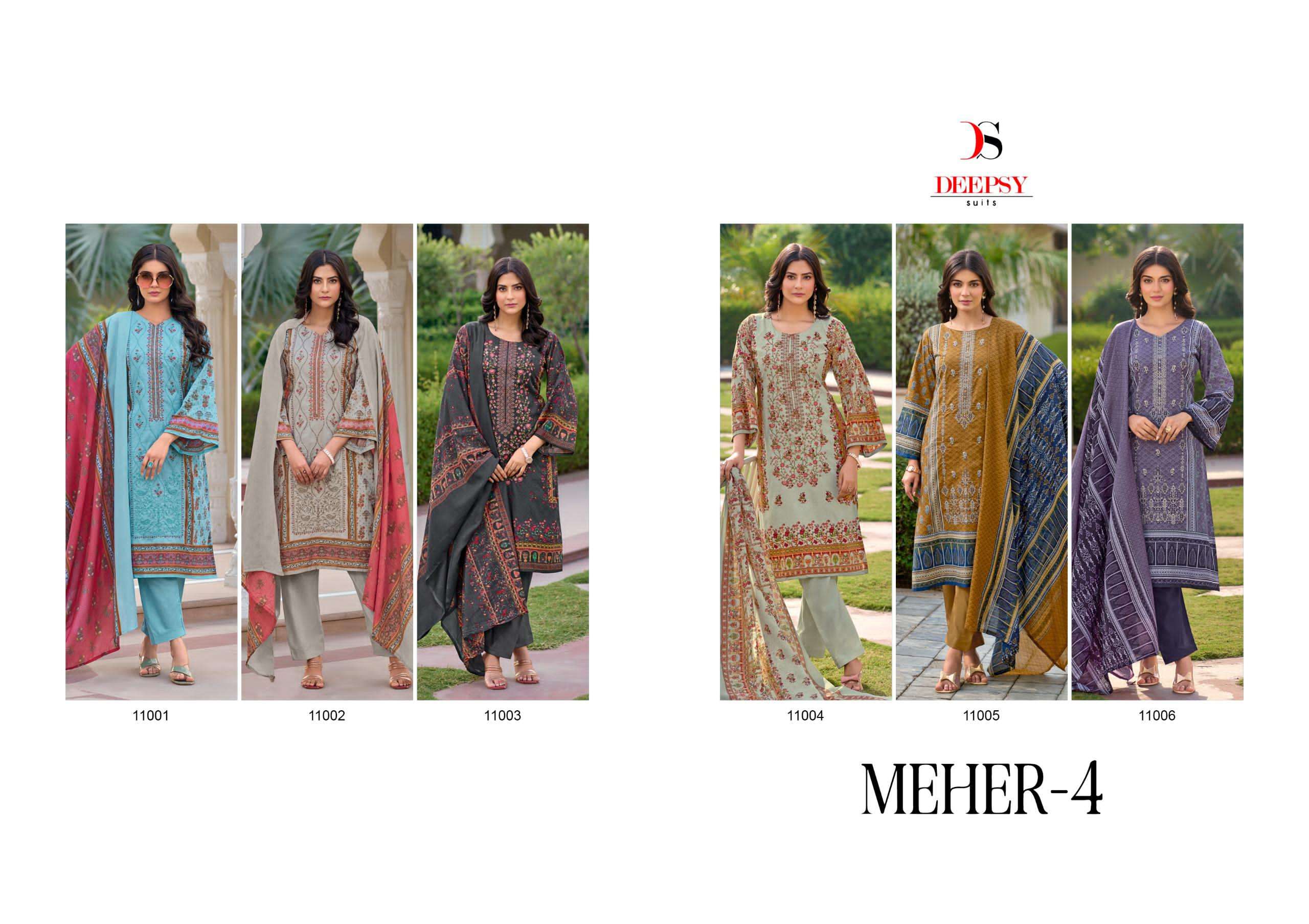 DEEPSY SUITS MEHER VOL 4 COTTON SELF EMBROIDERY WORK SUIT