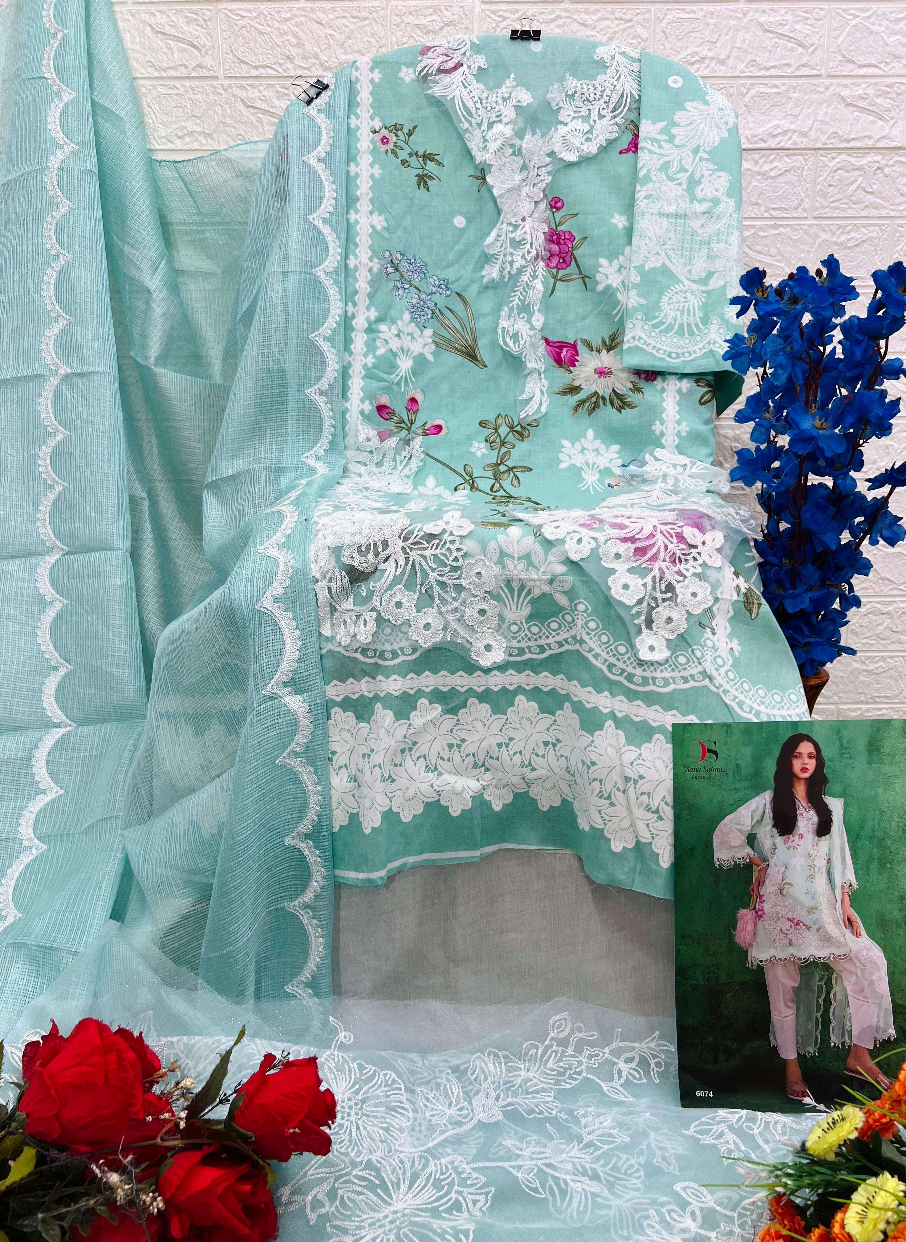 DEEPSY SUITS SANA SAFINAZ MUZLIN 24 VOL 2 COTTON SALWAR KAMEEZ 