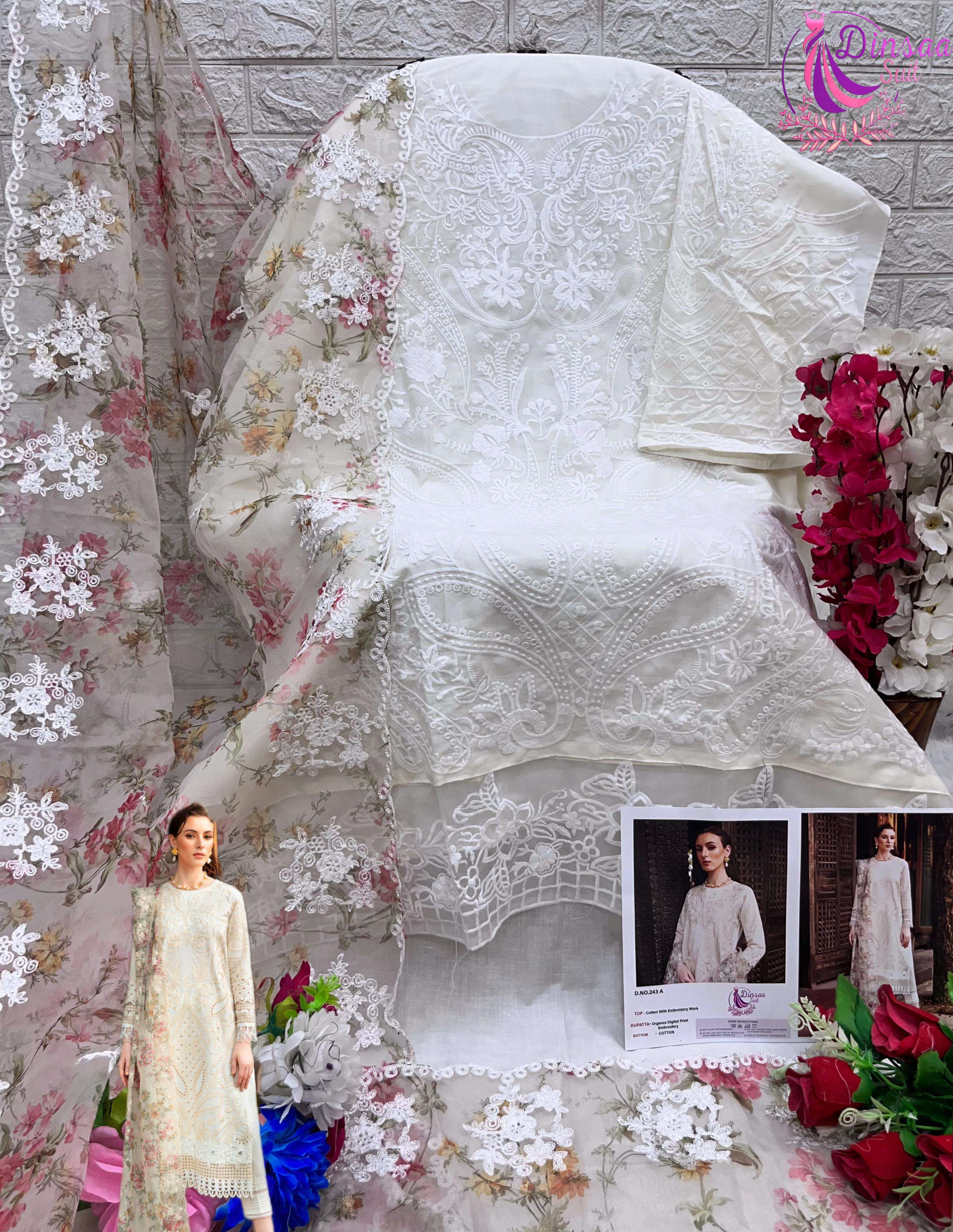 DINSAA SUIT DS 243 COTTON FANCY EMBRODEREY WORK SUIT