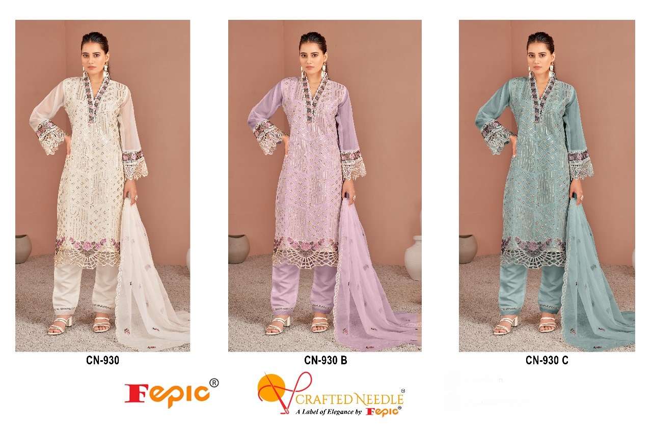 FEPIC CRAFTED NEEDLE CN 930 ORGANZA BEAUTIFUL DESIGNER SUIT