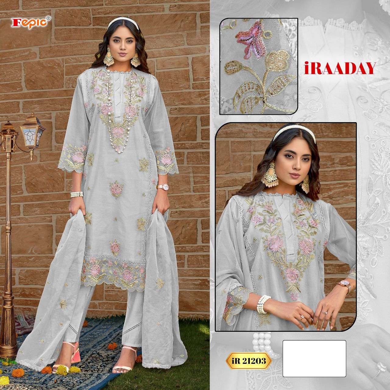 FEPIC iRAADAY IR 21023 ORGANZA EMBROIDERED PAKISTANI SUIT