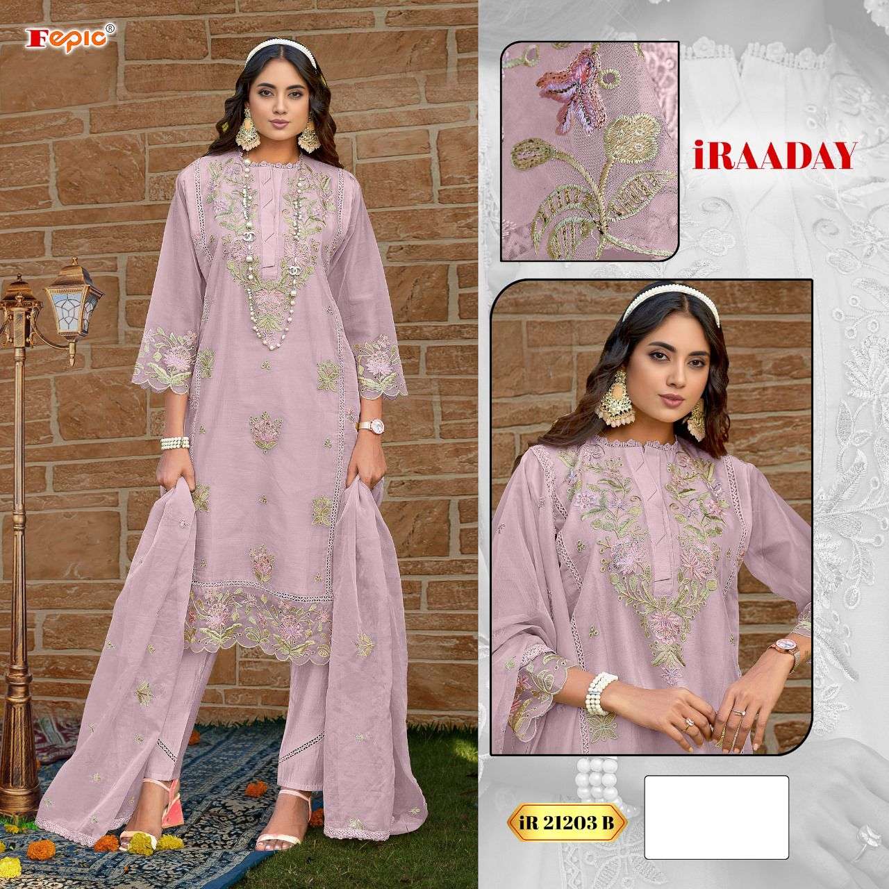 FEPIC iRAADAY IR 21023 ORGANZA EMBROIDERED PAKISTANI SUIT