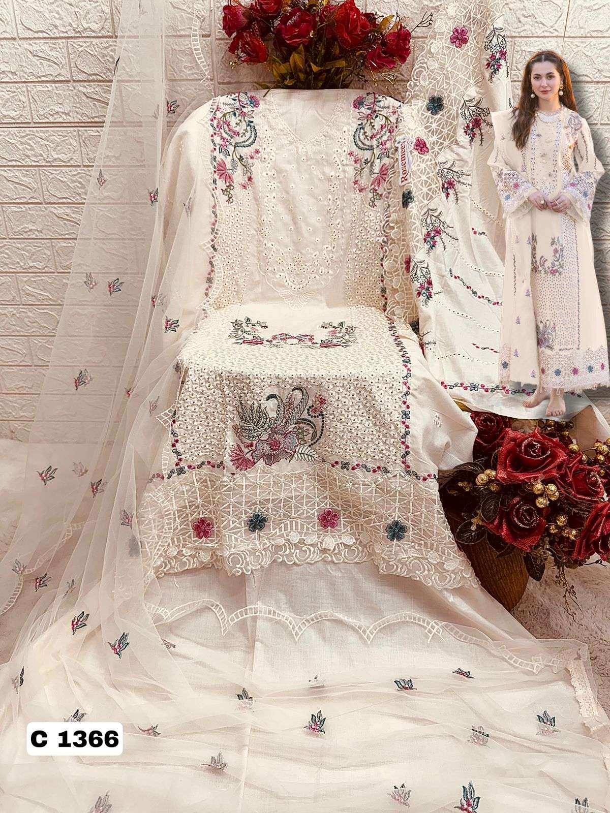 FEPIC ROSEMEEN C 1366 COTTON EMBROIDERY DESIGNER SUIT