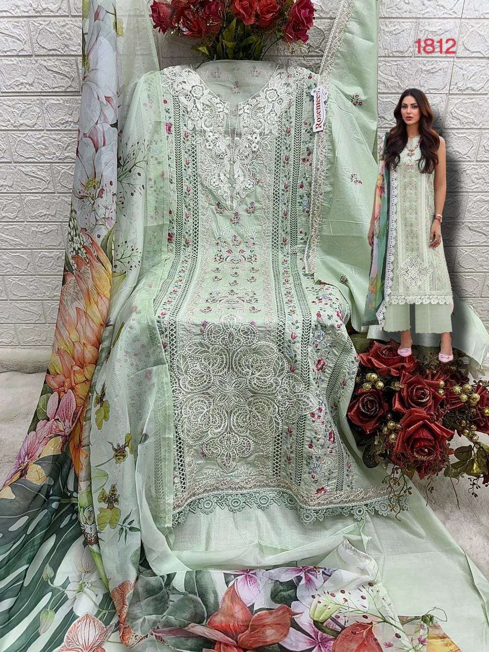 FEPIC ROSEMEEN  C 1812 COTTON BEAUTIFUL EMBROIDERED SUIT