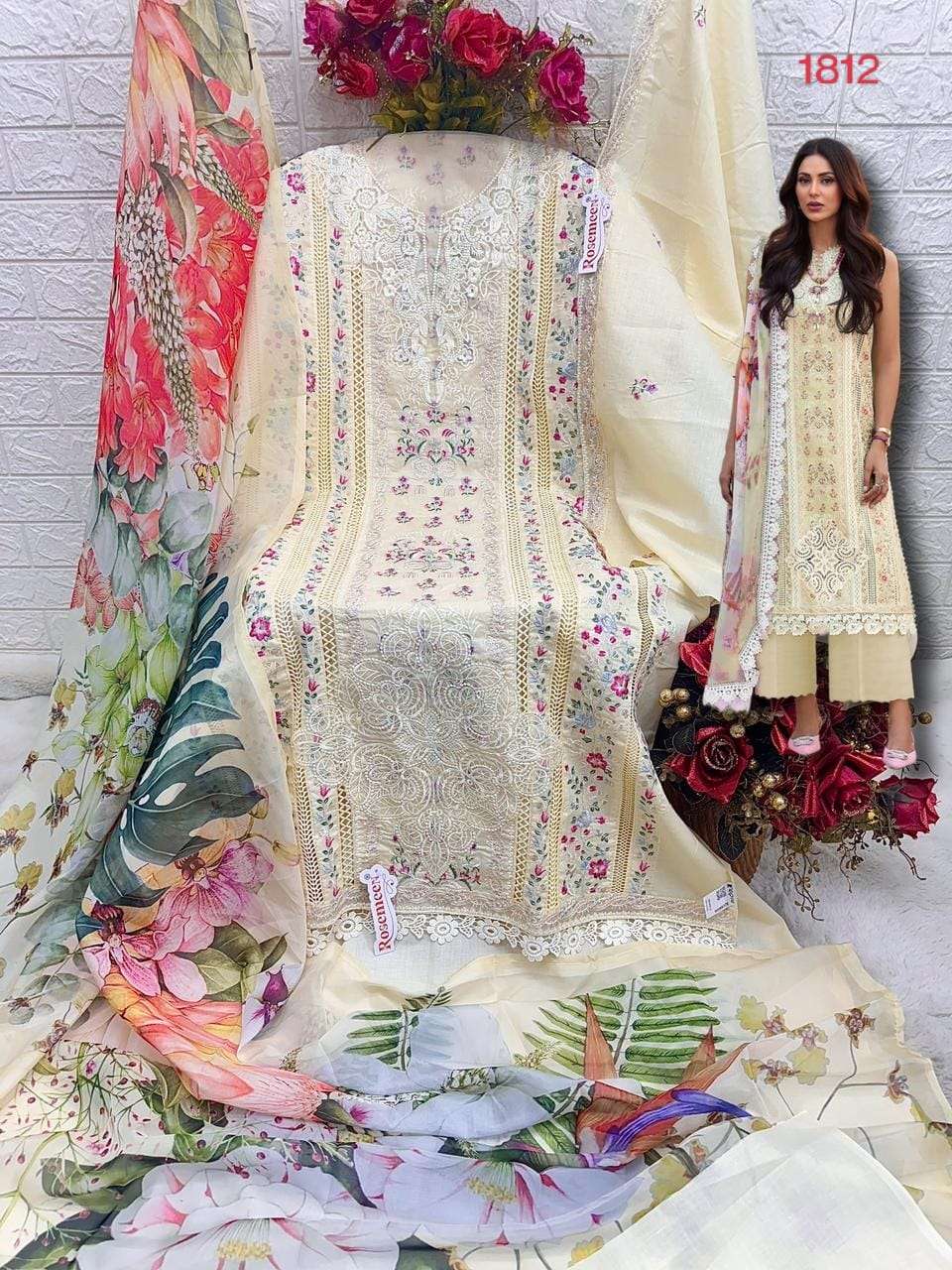 FEPIC ROSEMEEN  C 1812 COTTON BEAUTIFUL EMBROIDERED SUIT
