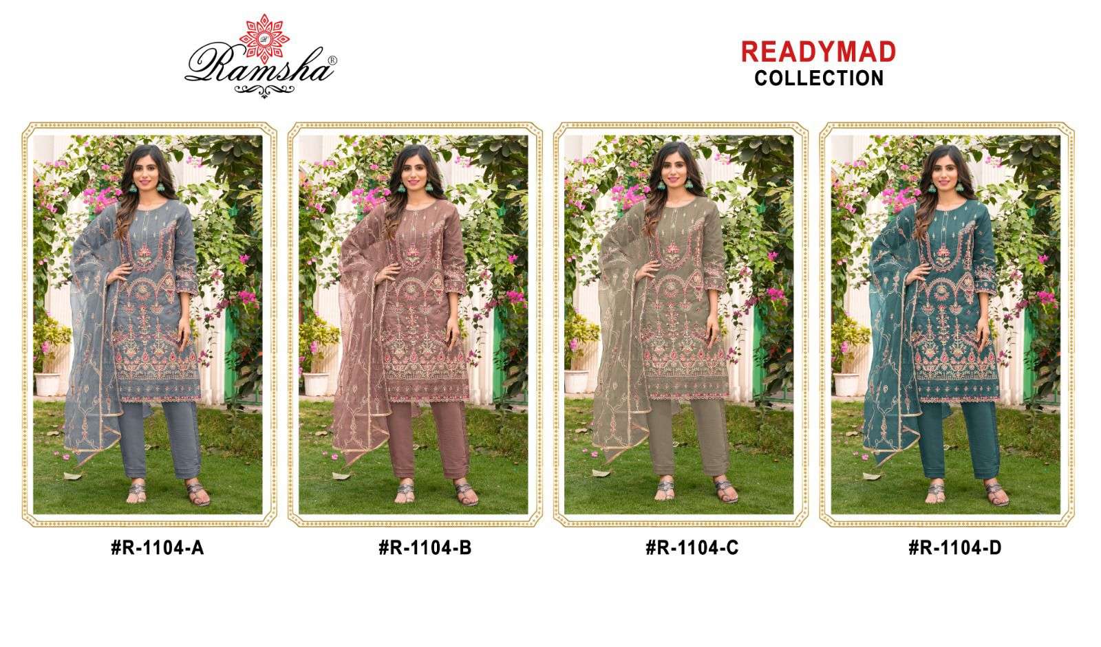 FEPIC ROSEMEEN R 1104 ORGANZA EMBROIDERY DESIGNER SUIT