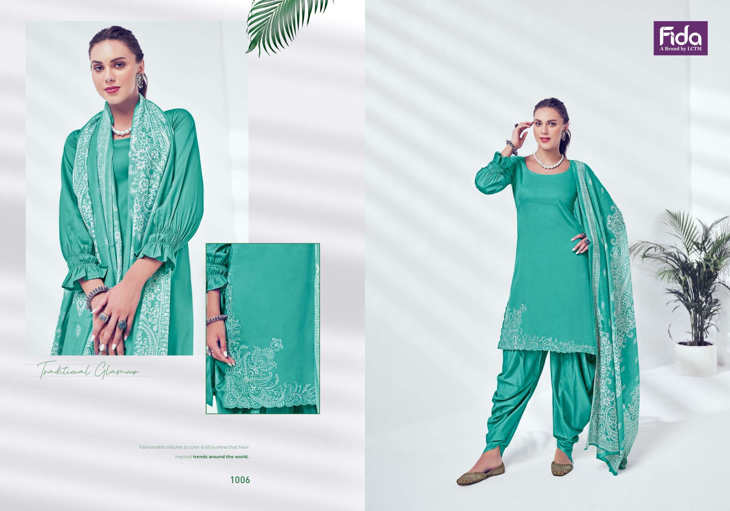 FIDA NYURA SATIN COTTON PREMIUM EMBROIDERY WORK SUIT