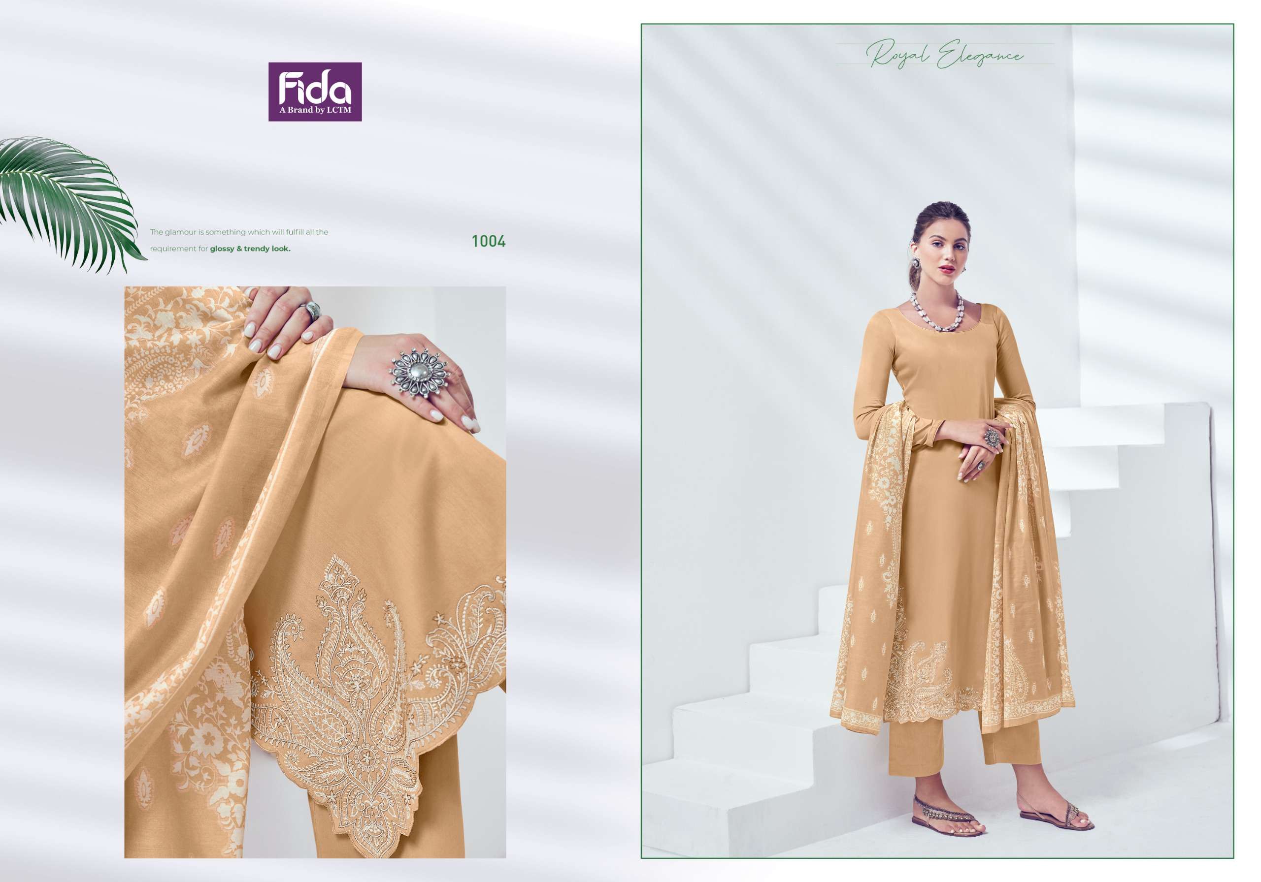 FIDA NYURA SATIN COTTON PREMIUM EMBROIDERY WORK SUIT