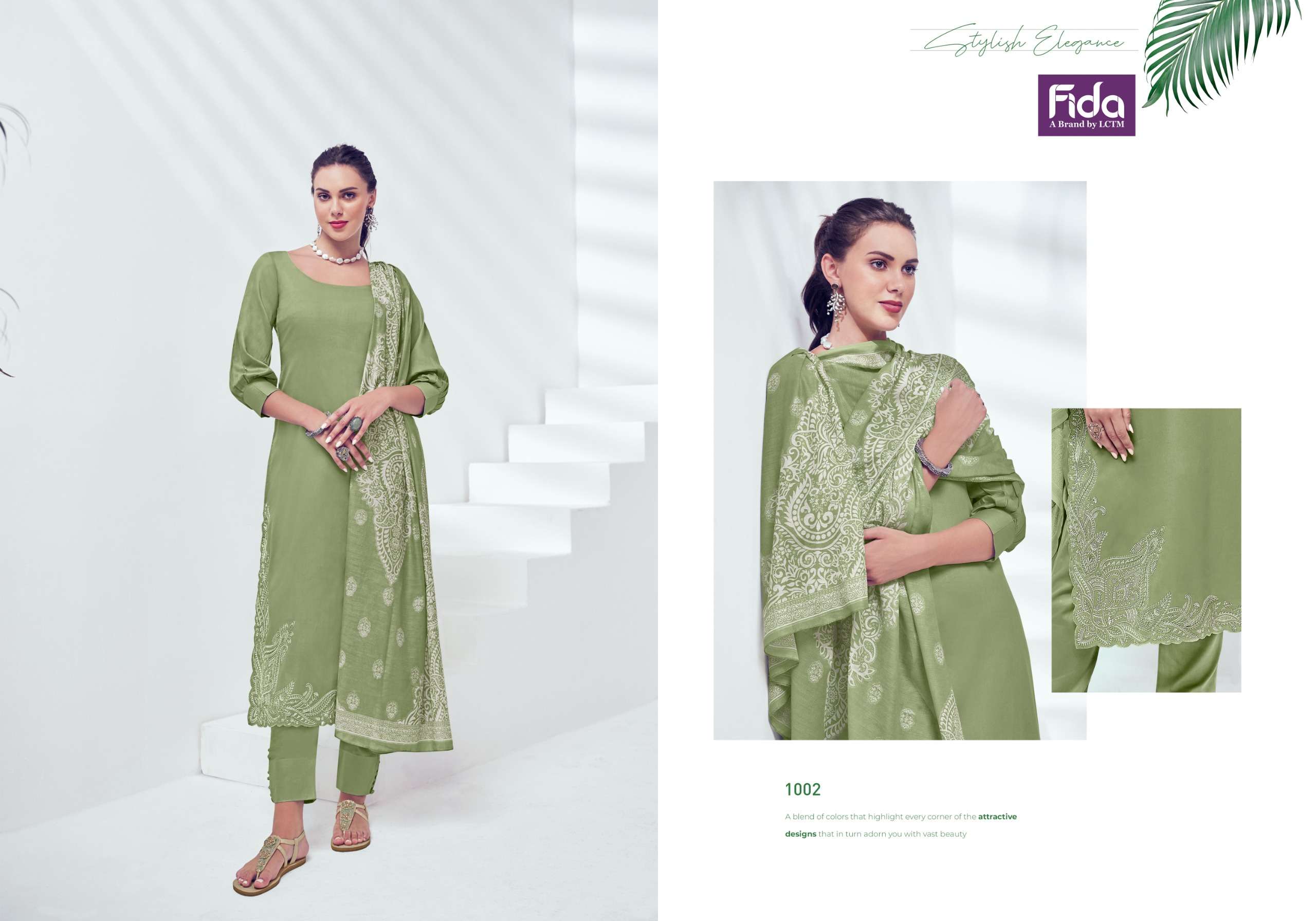 FIDA NYURA SATIN COTTON PREMIUM EMBROIDERY WORK SUIT