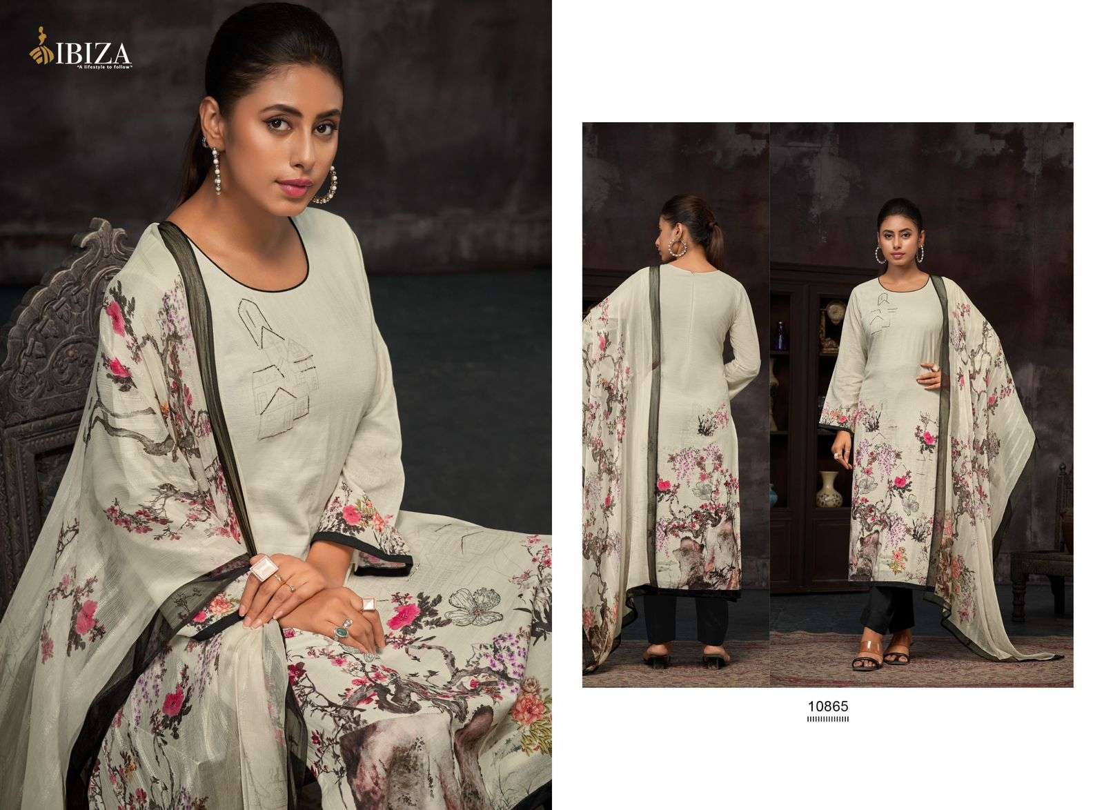 IBIZA KIMAYA LINEN COTTON DIGITAL PRINTS WITH HAND WORK SUIT