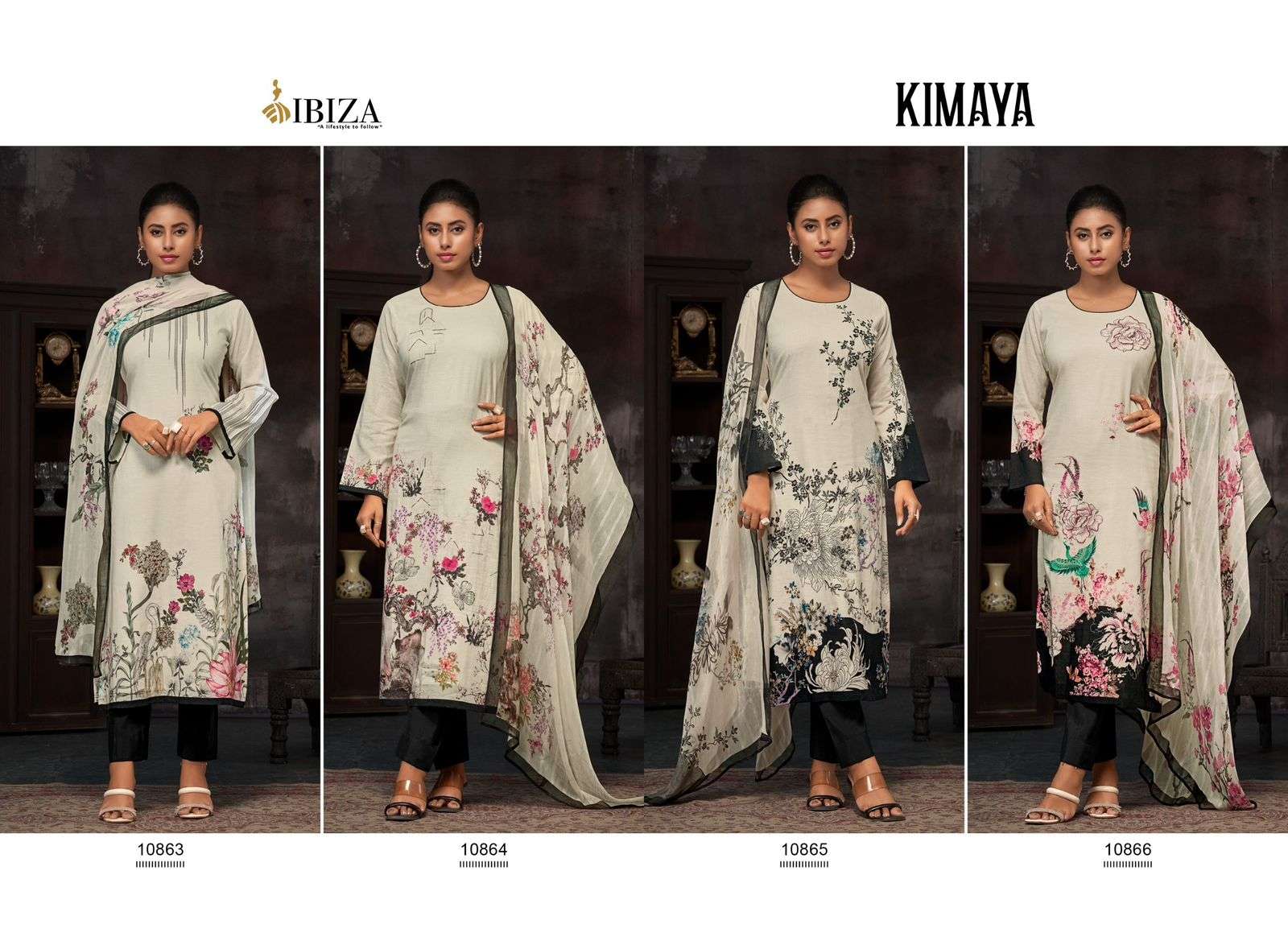 IBIZA KIMAYA LINEN COTTON DIGITAL PRINTS WITH HAND WORK SUIT