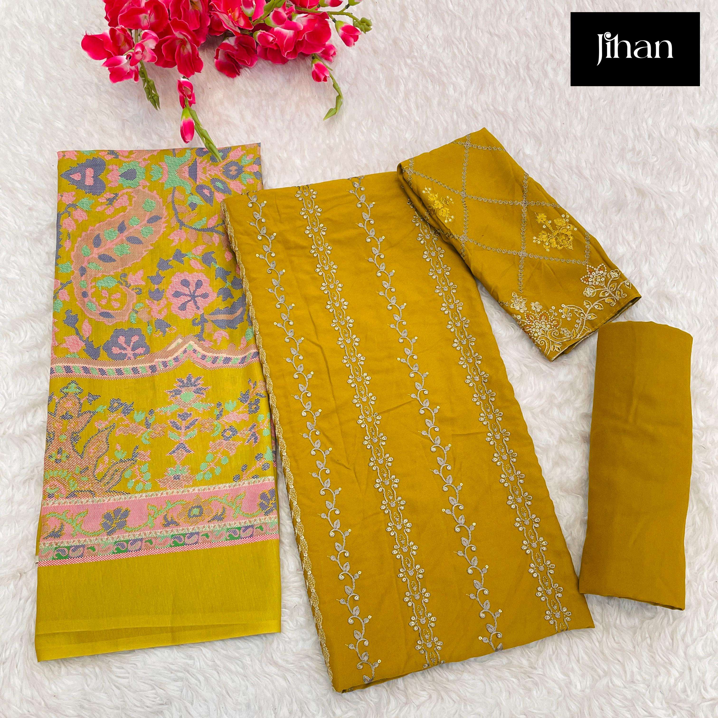 JIHAN D NO 3449 COTTON KASHMIRI EMBROIDERY WORK SUIT