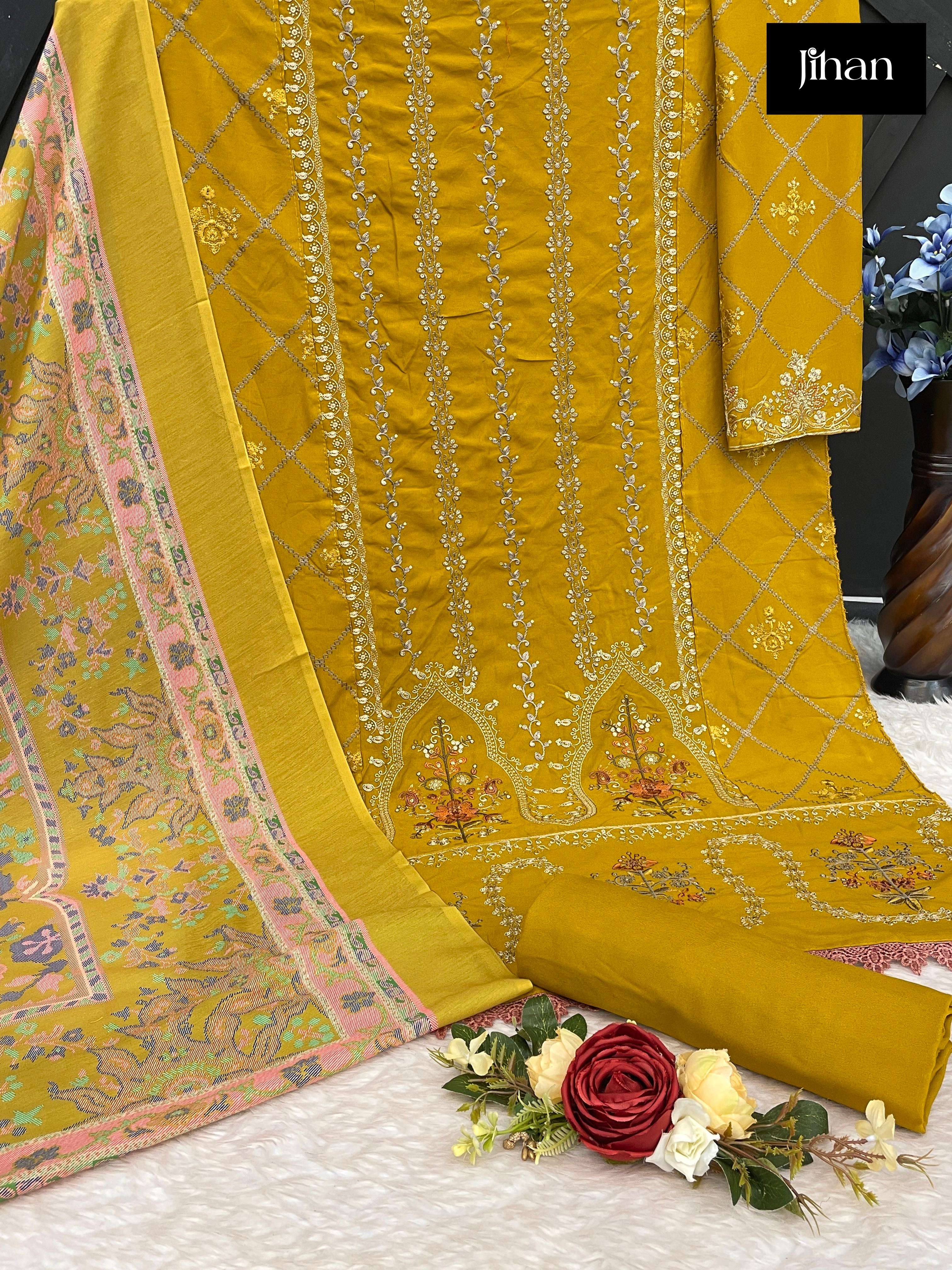 JIHAN D NO 3449 COTTON KASHMIRI EMBROIDERY WORK SUIT