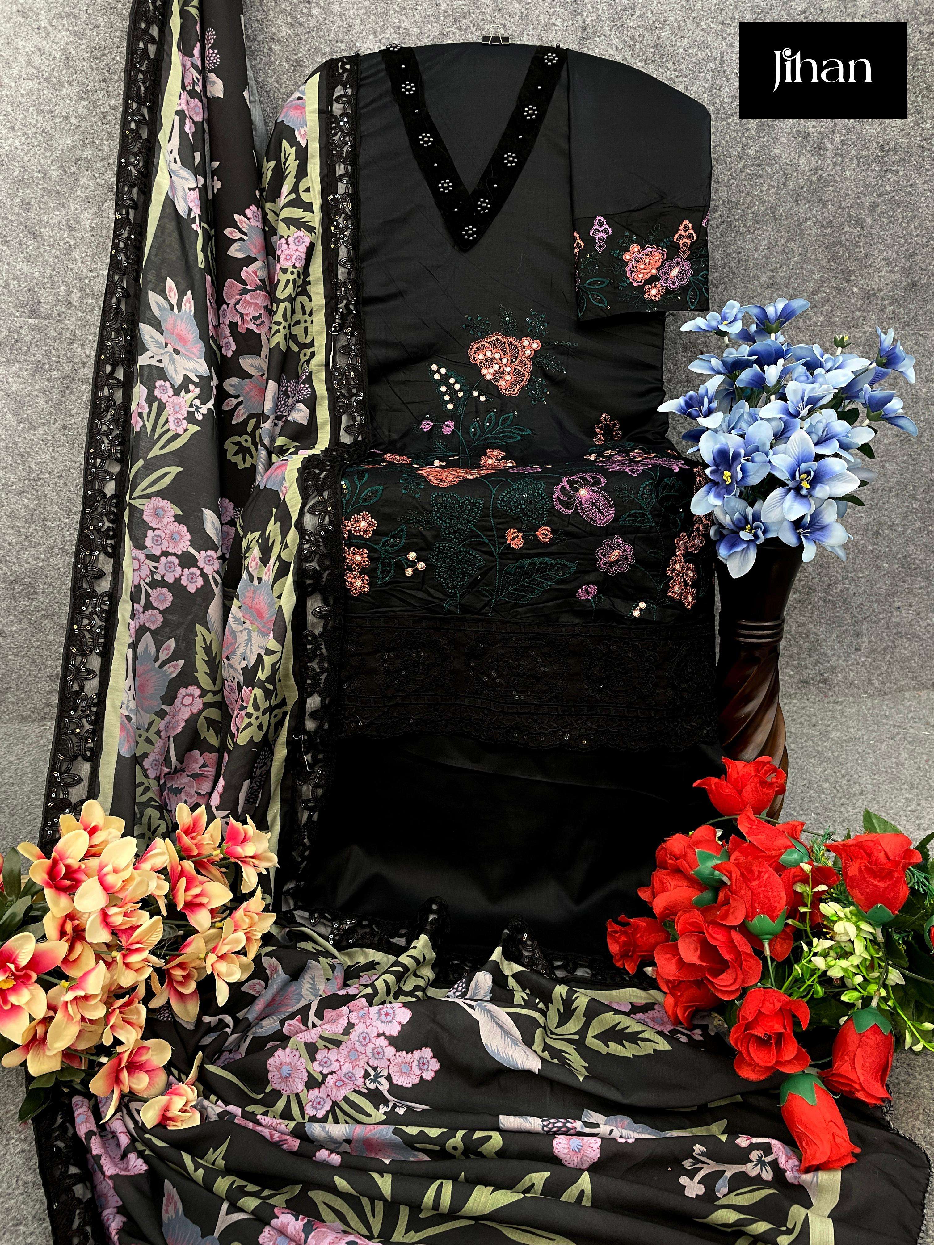 JIHAN D NO 3452 COTTON  KASHMIRI EMBROIDERY SUIT
