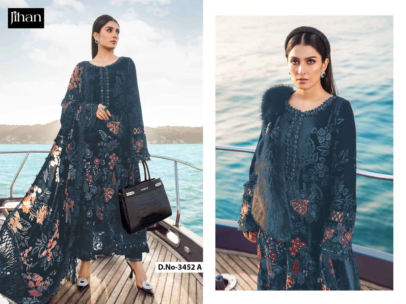 JIHAN D NO 3452 COTTON  KASHMIRI EMBROIDERY SUIT